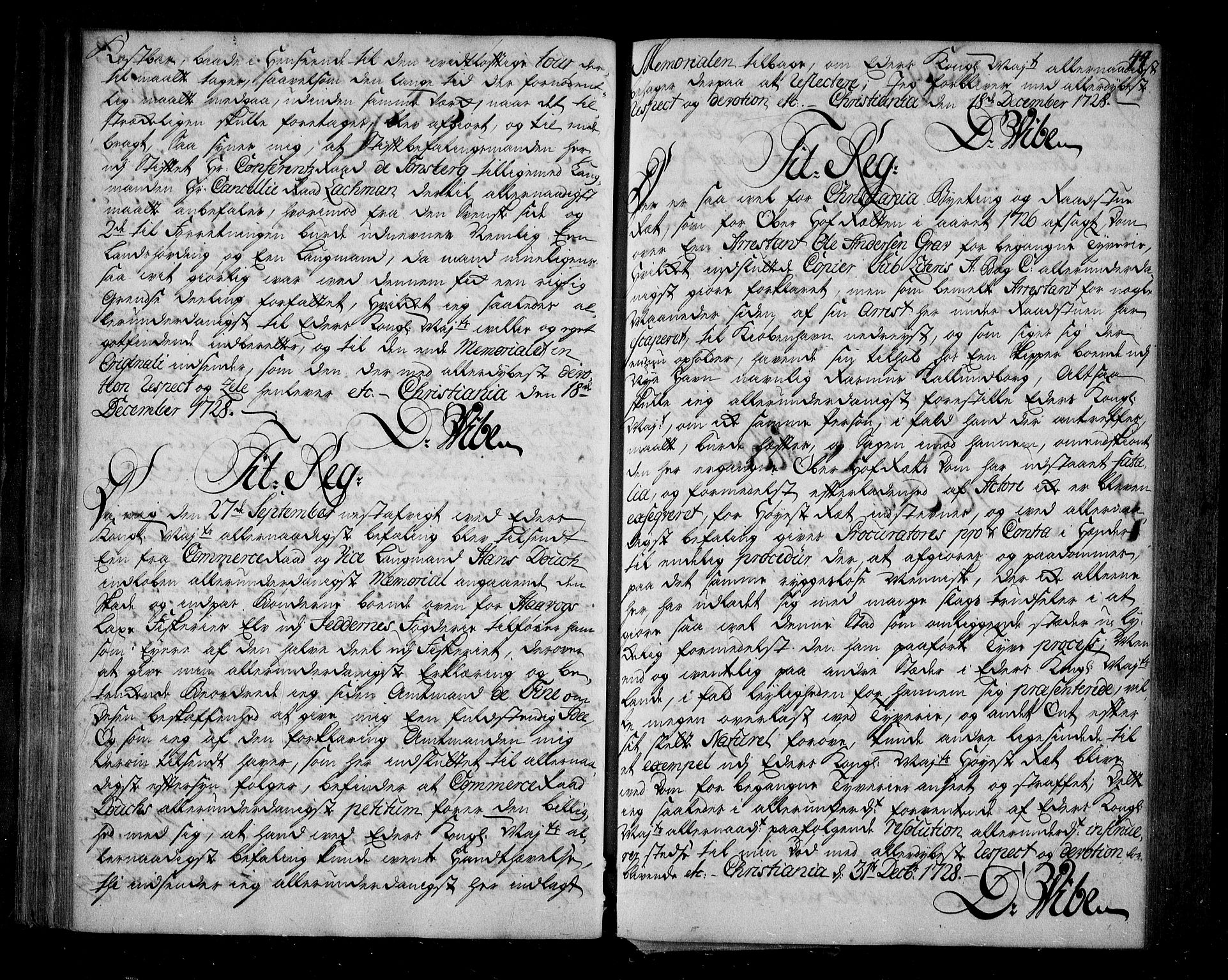 Stattholderembetet 1572-1771, AV/RA-EA-2870/Be/L0002: Relasjons- og korrespondanseprotokoll, 1726-1731, p. 43b-44a