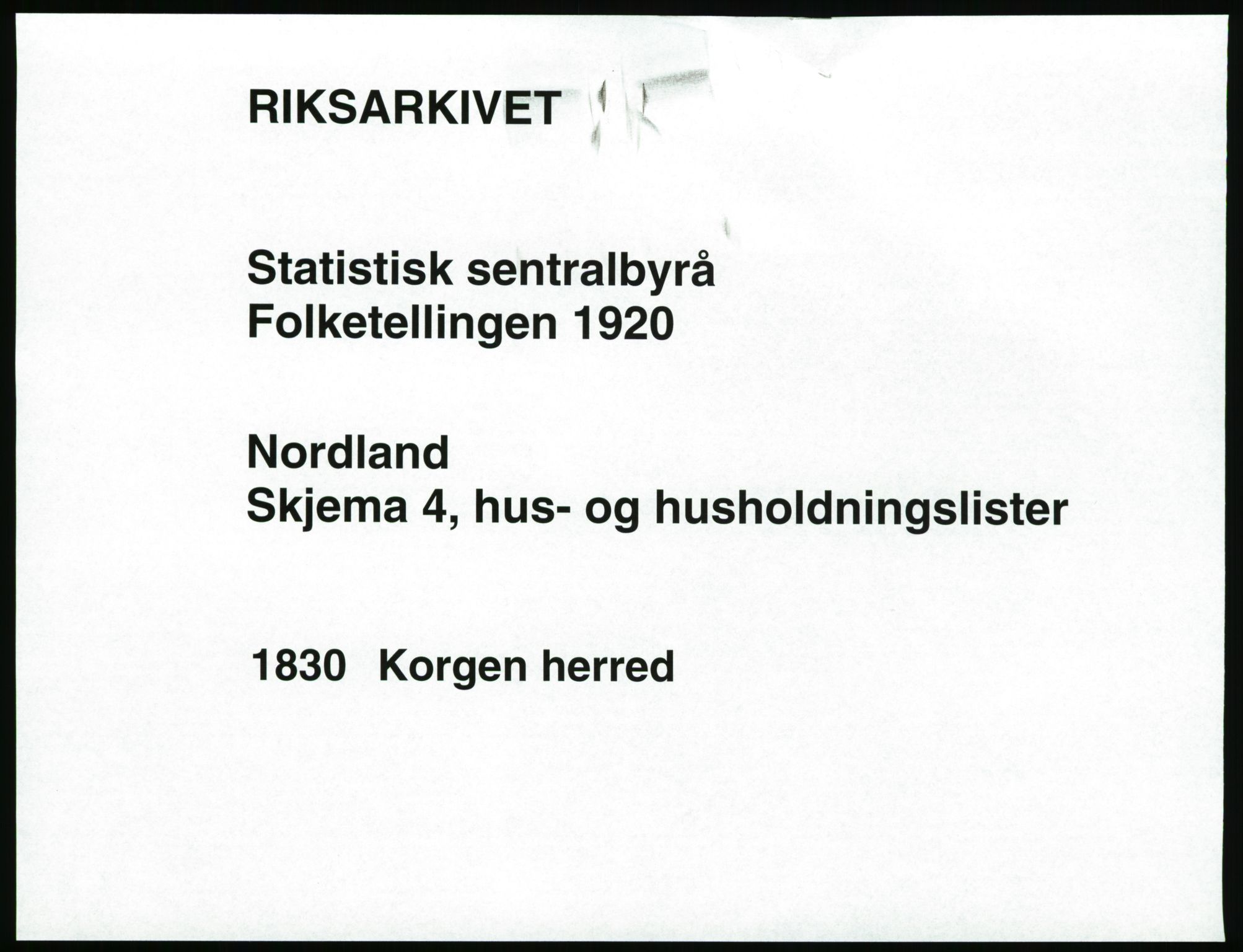 SAT, 1920 census for Korgen, 1920, p. 30