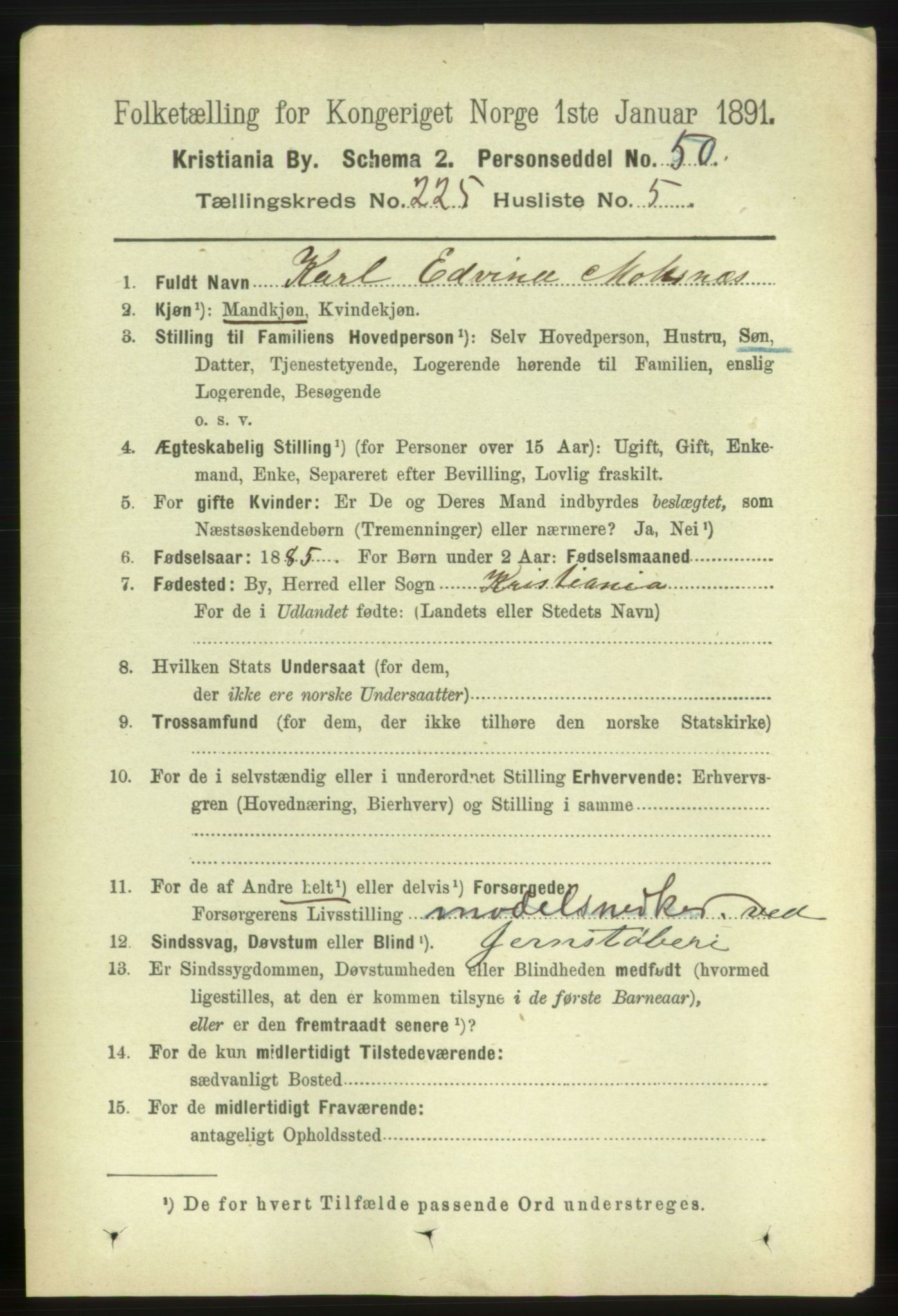 RA, 1891 census for 0301 Kristiania, 1891, p. 136521