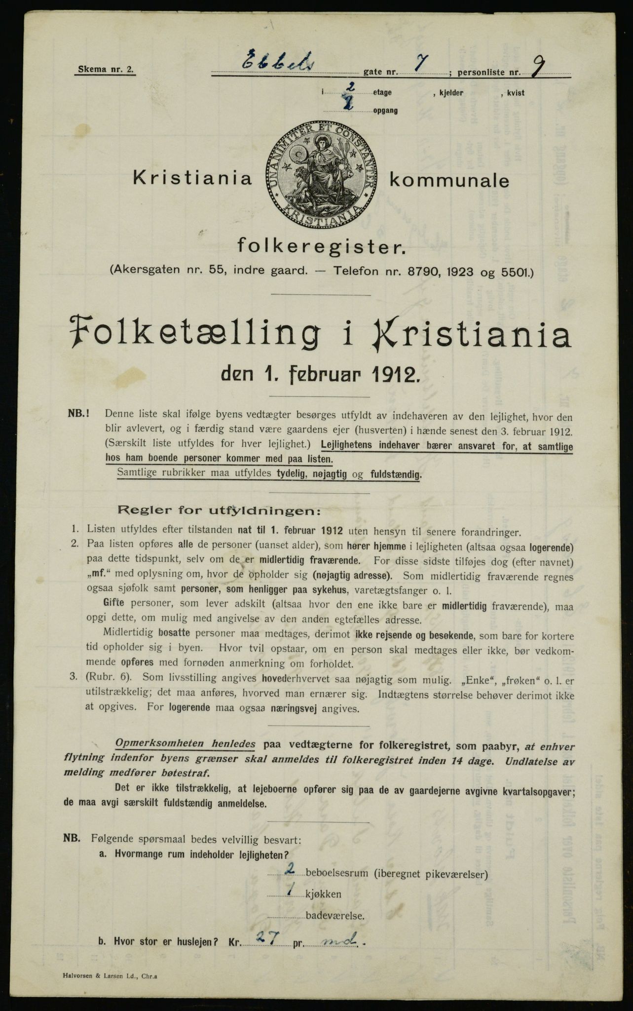 OBA, Municipal Census 1912 for Kristiania, 1912, p. 18111