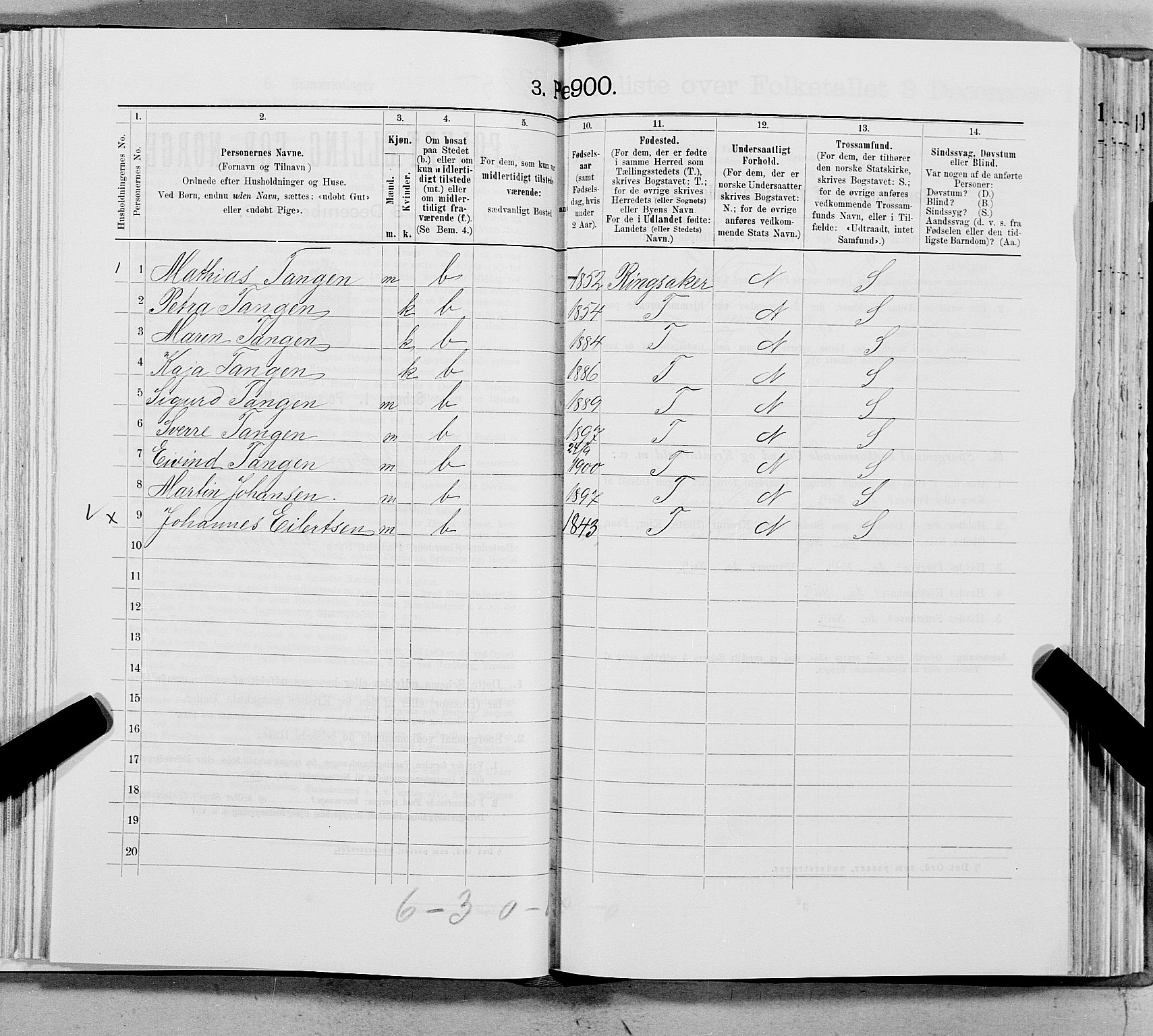SAT, 1900 census for Leka, 1900, p. 649