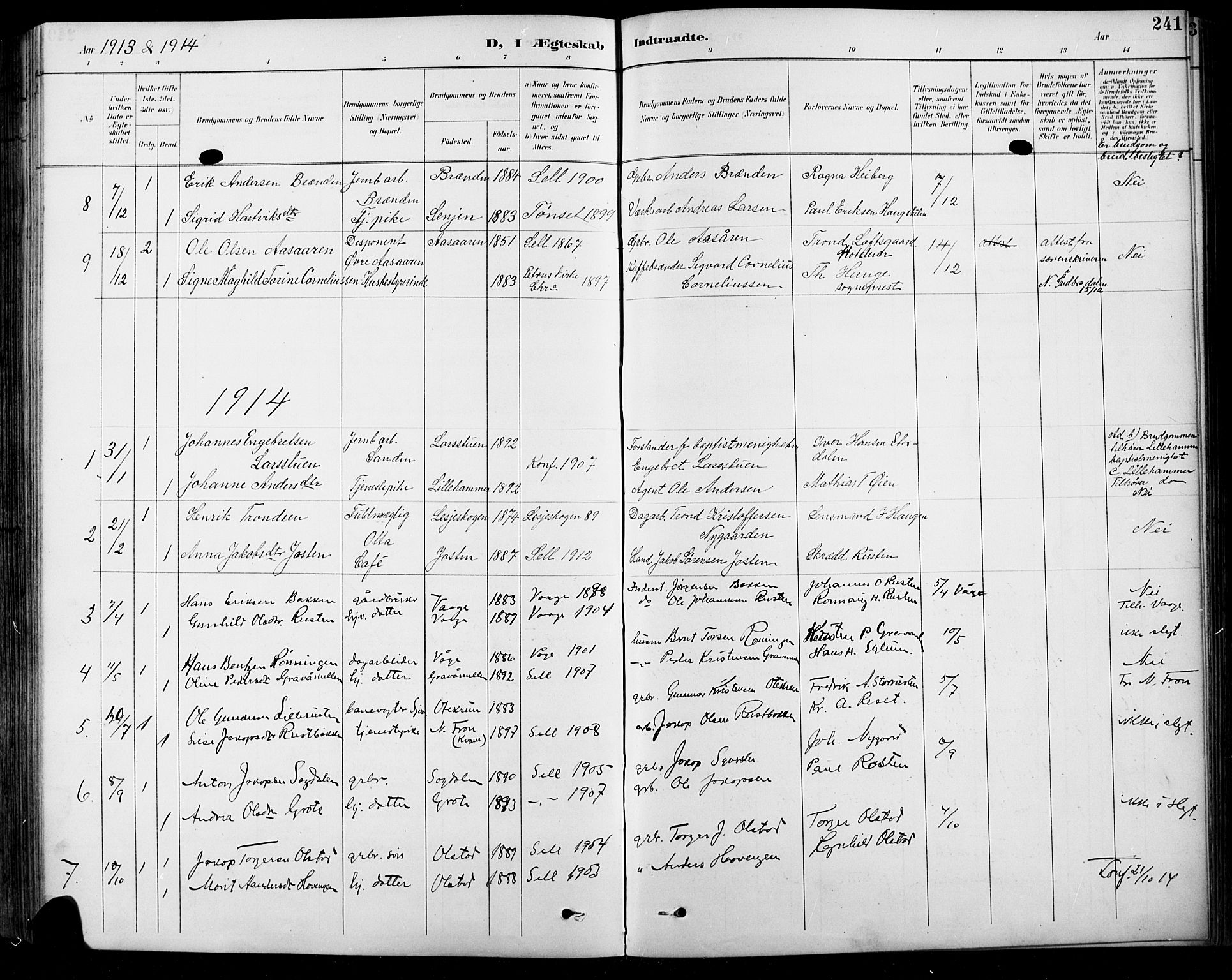 Sel prestekontor, SAH/PREST-074/H/Ha/Hab/L0001: Parish register (copy) no. 1, 1894-1923, p. 241