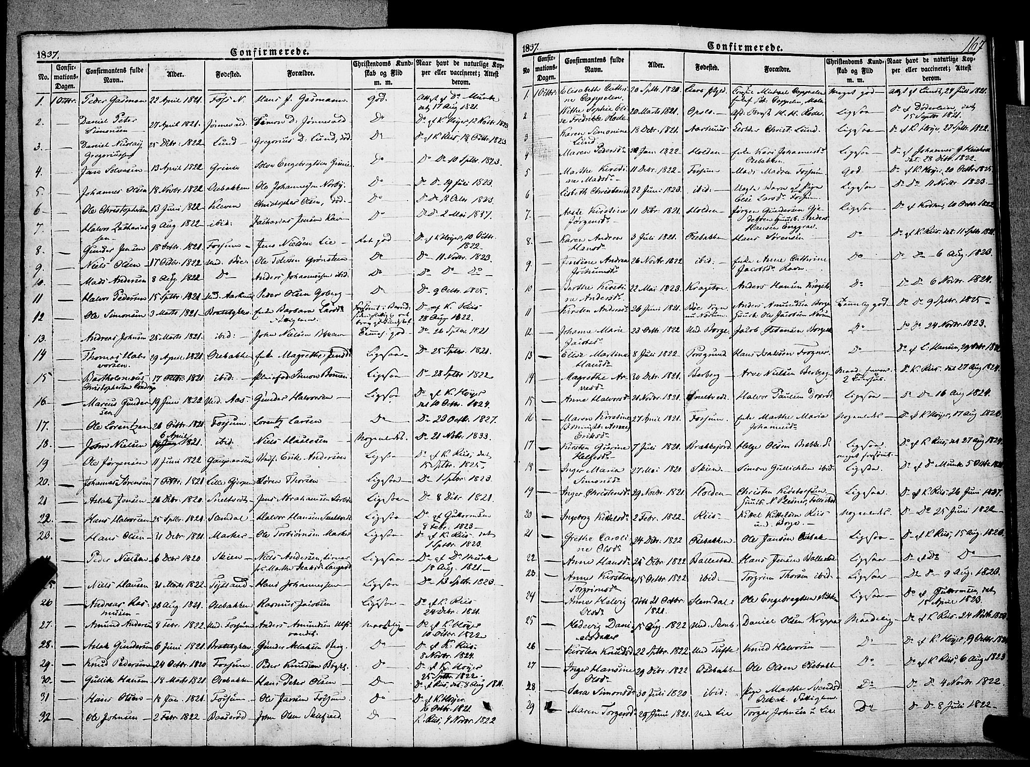 Gjerpen kirkebøker, SAKO/A-265/F/Fa/L0007a: Parish register (official) no. I 7A, 1834-1857, p. 167