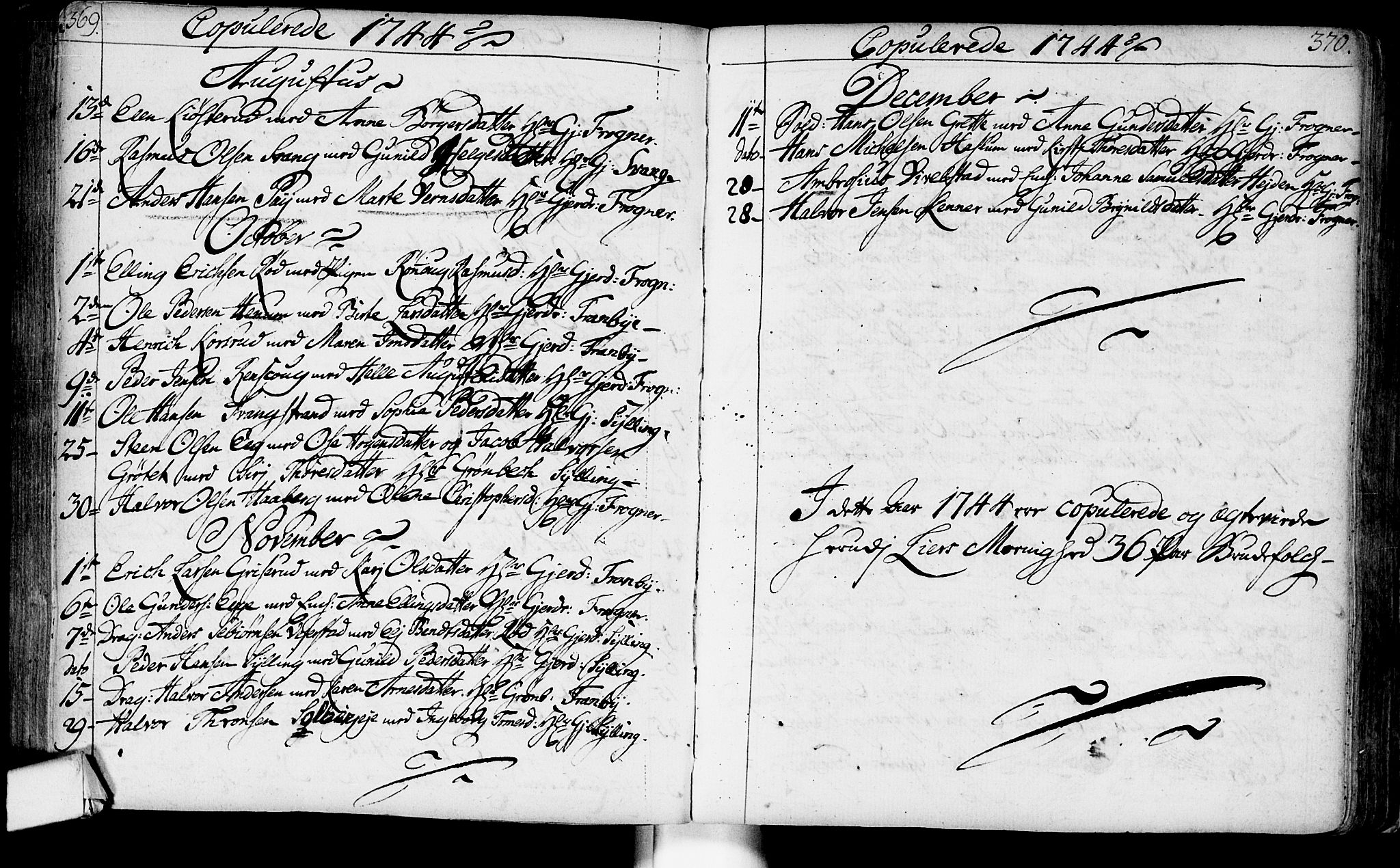 Lier kirkebøker, AV/SAKO-A-230/F/Fa/L0003: Parish register (official) no. I 3, 1727-1748, p. 369-370