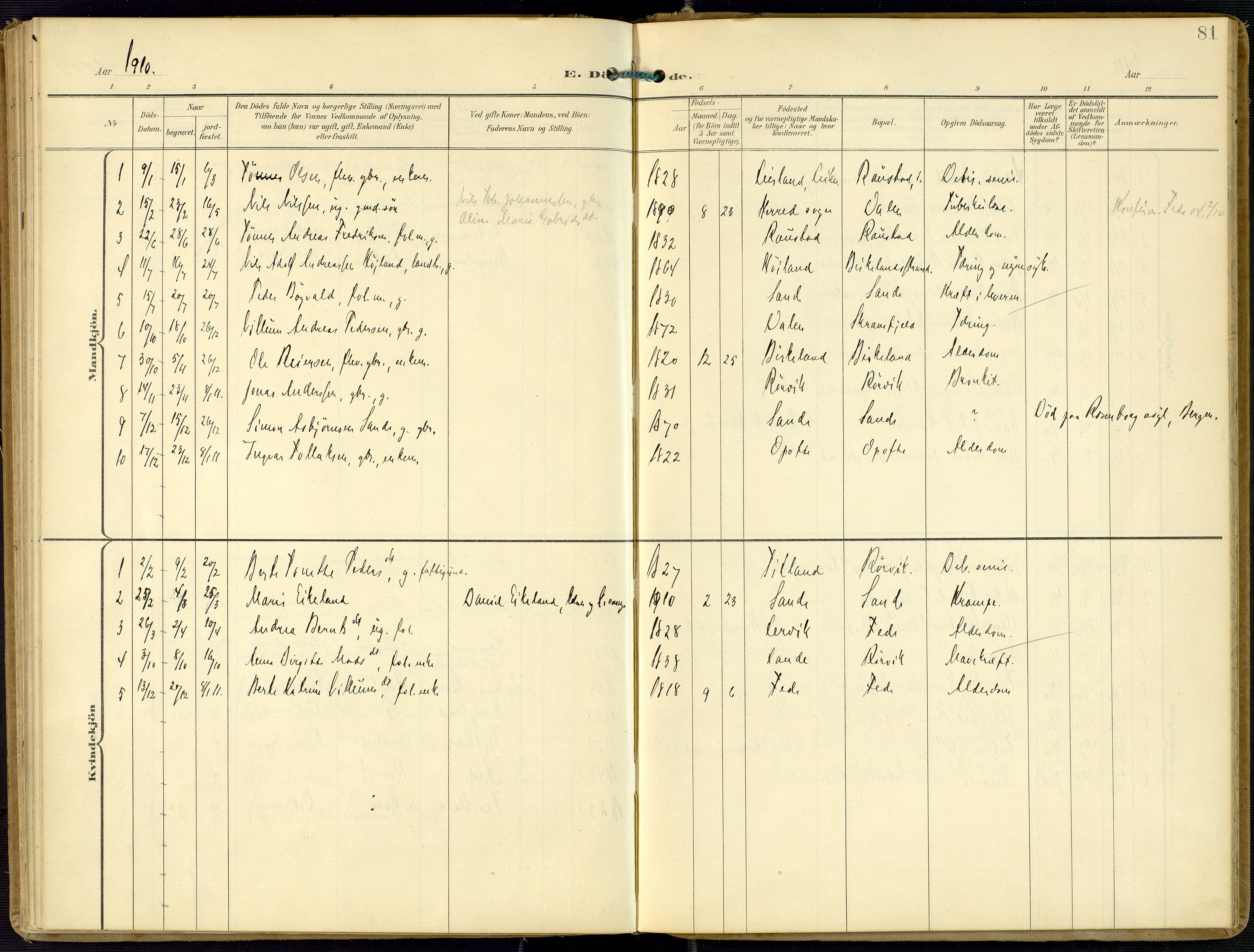 Kvinesdal sokneprestkontor, SAK/1111-0026/F/Fa/Faa/L0005: Parish register (official) no. A 5, 1898-1915, p. 81