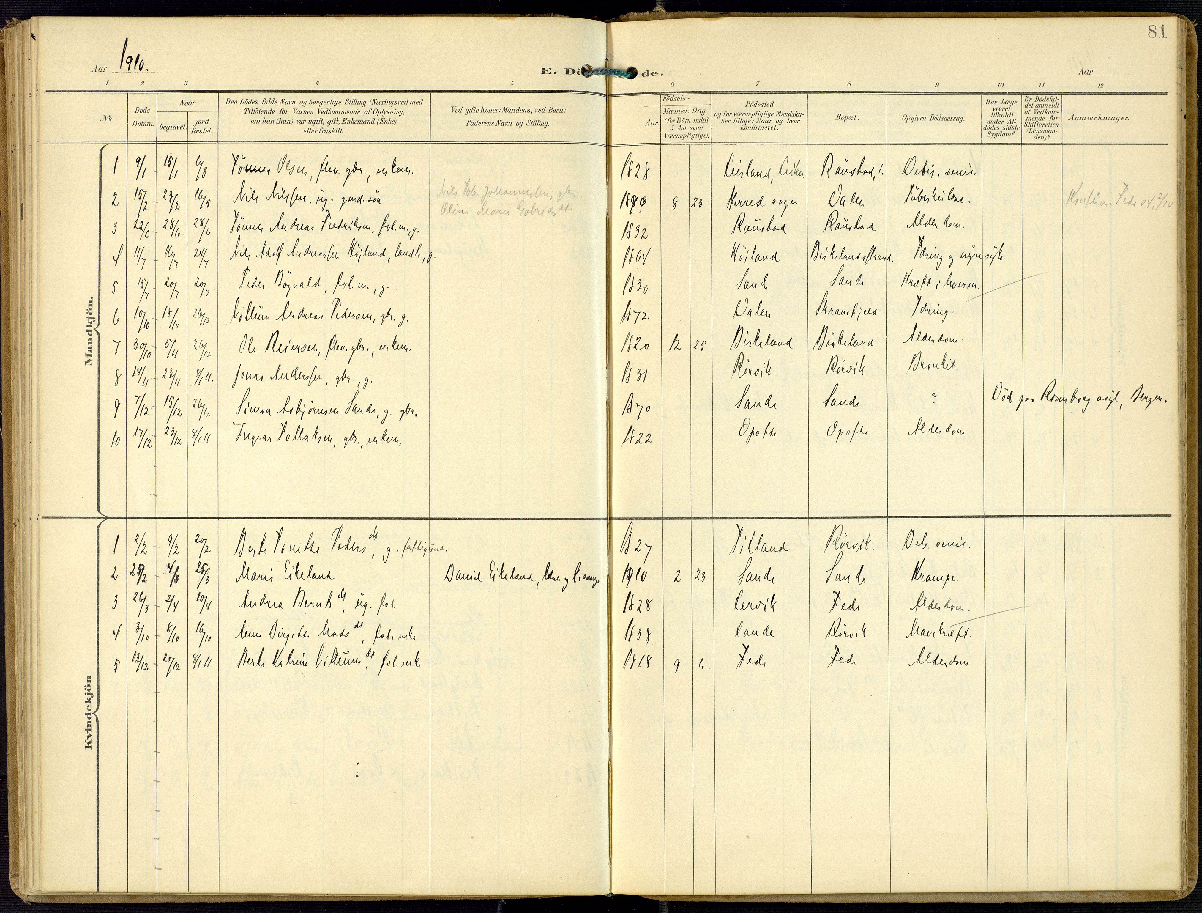 Kvinesdal sokneprestkontor, AV/SAK-1111-0026/F/Fa/Faa/L0005: Parish register (official) no. A 5, 1898-1915, p. 81