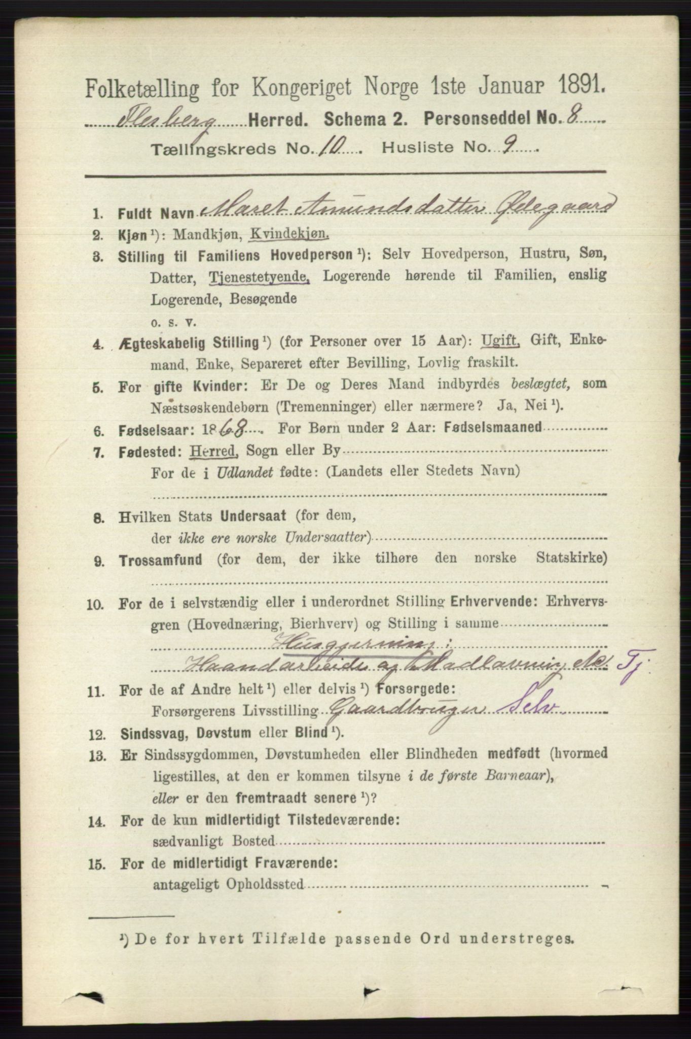 RA, 1891 census for 0631 Flesberg, 1891, p. 1714