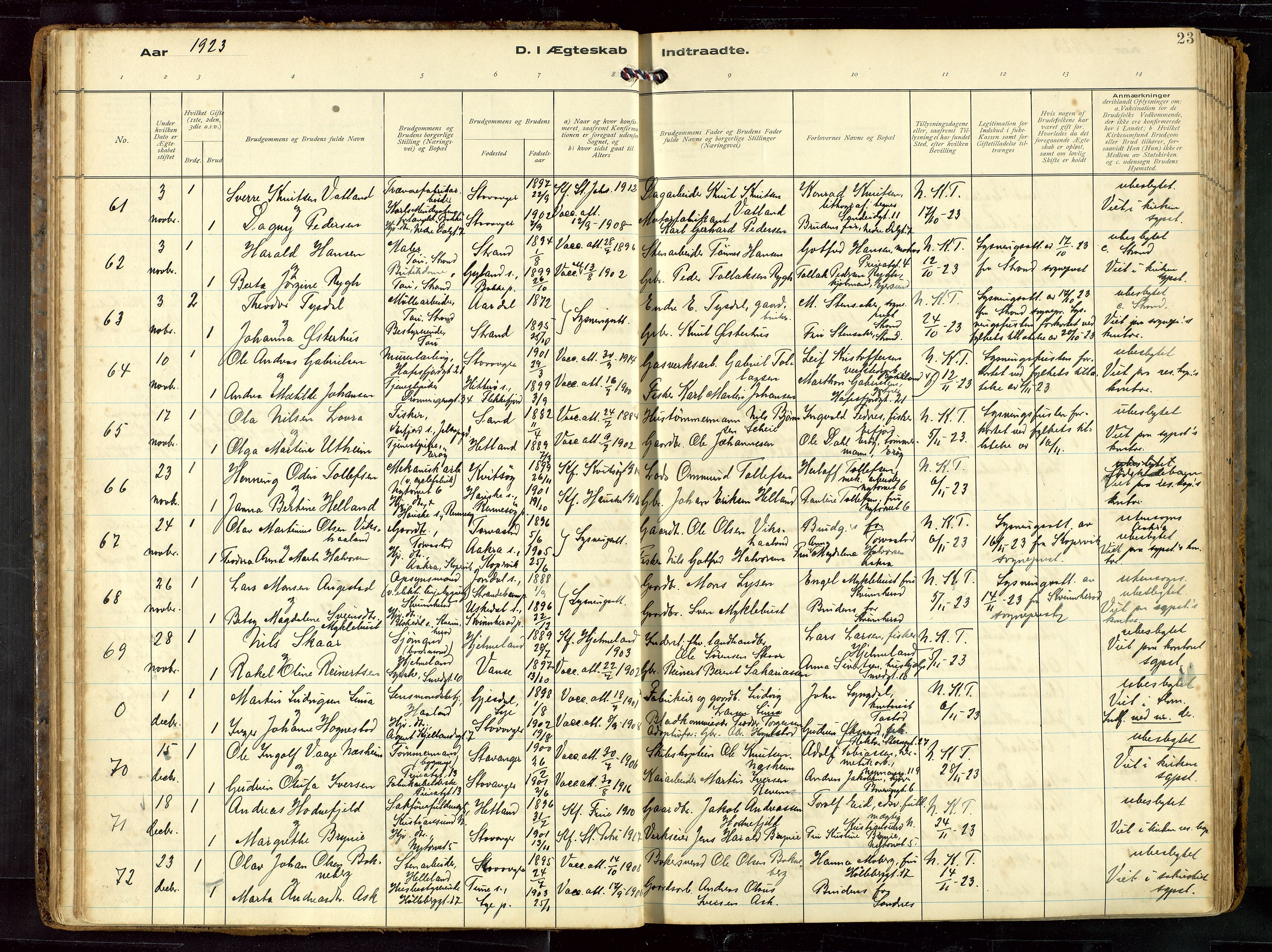 St. Petri sokneprestkontor, AV/SAST-A-101813/002/D/L0002: Parish register (official) no. A 27, 1921-1942, p. 23