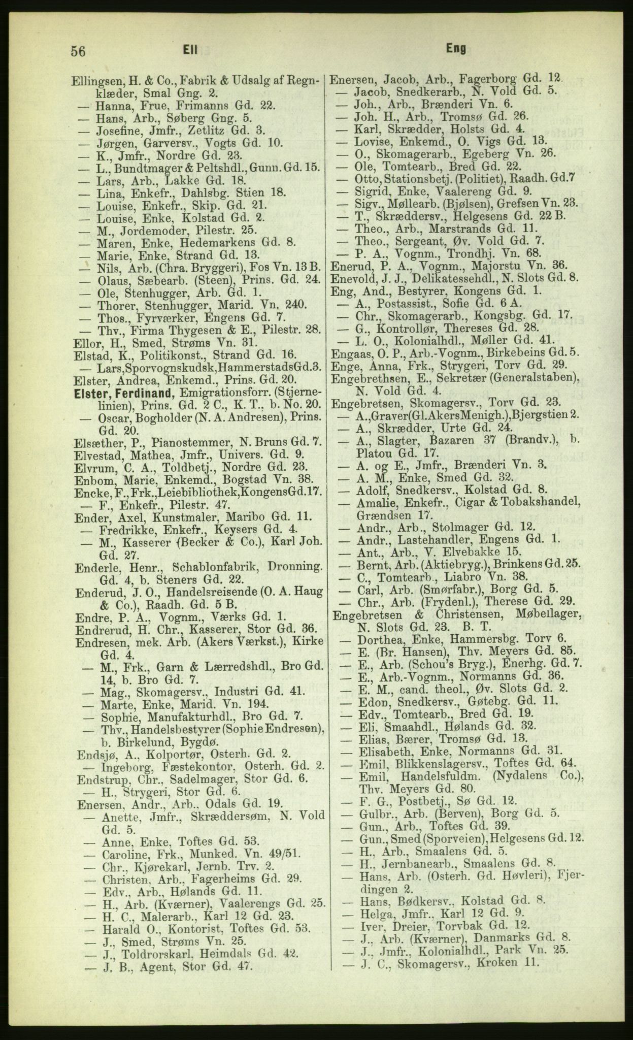 Kristiania/Oslo adressebok, PUBL/-, 1883, p. 56
