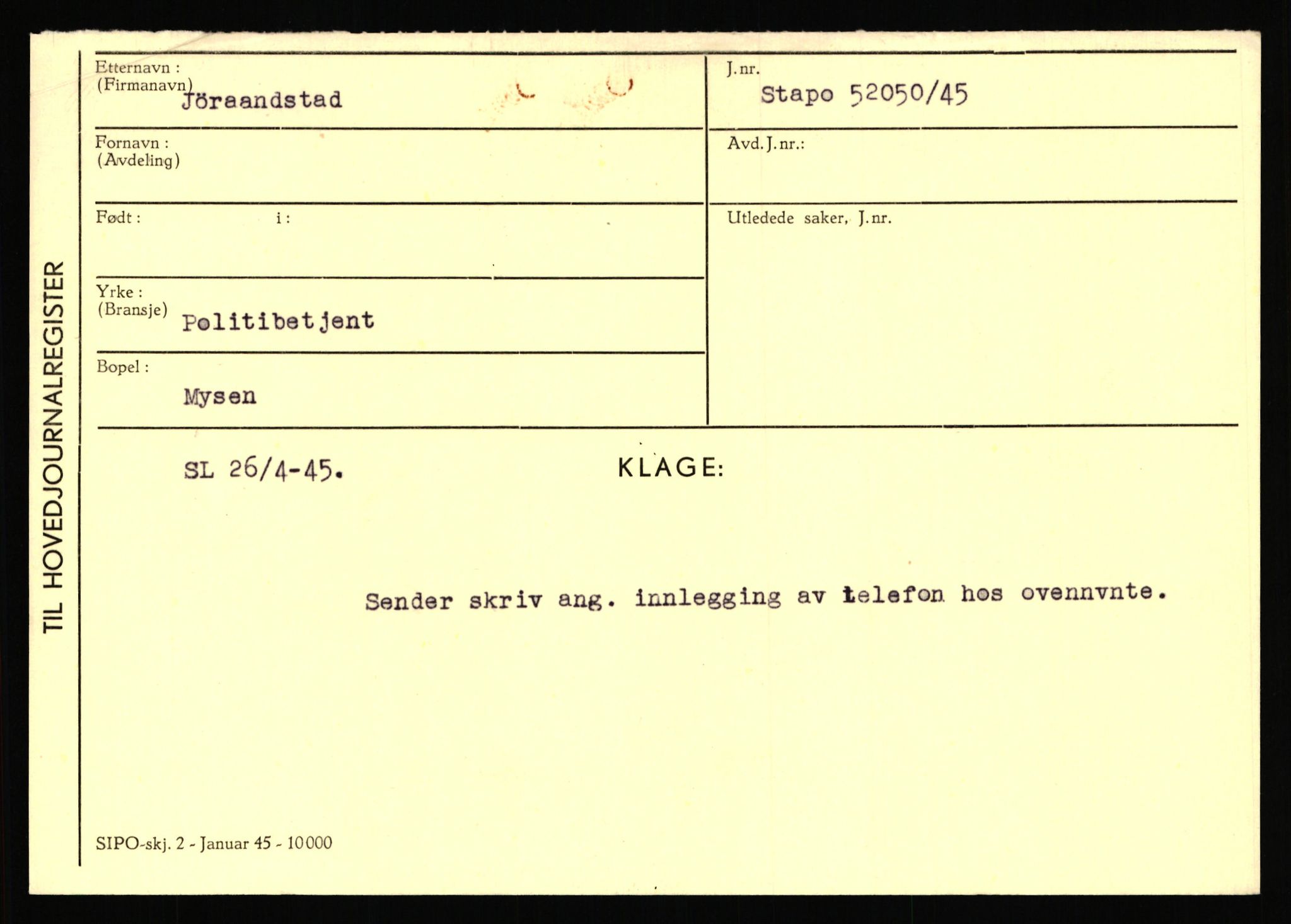 Statspolitiet - Hovedkontoret / Osloavdelingen, AV/RA-S-1329/C/Ca/L0008: Johan(nes)sen - Knoph, 1943-1945, p. 2691