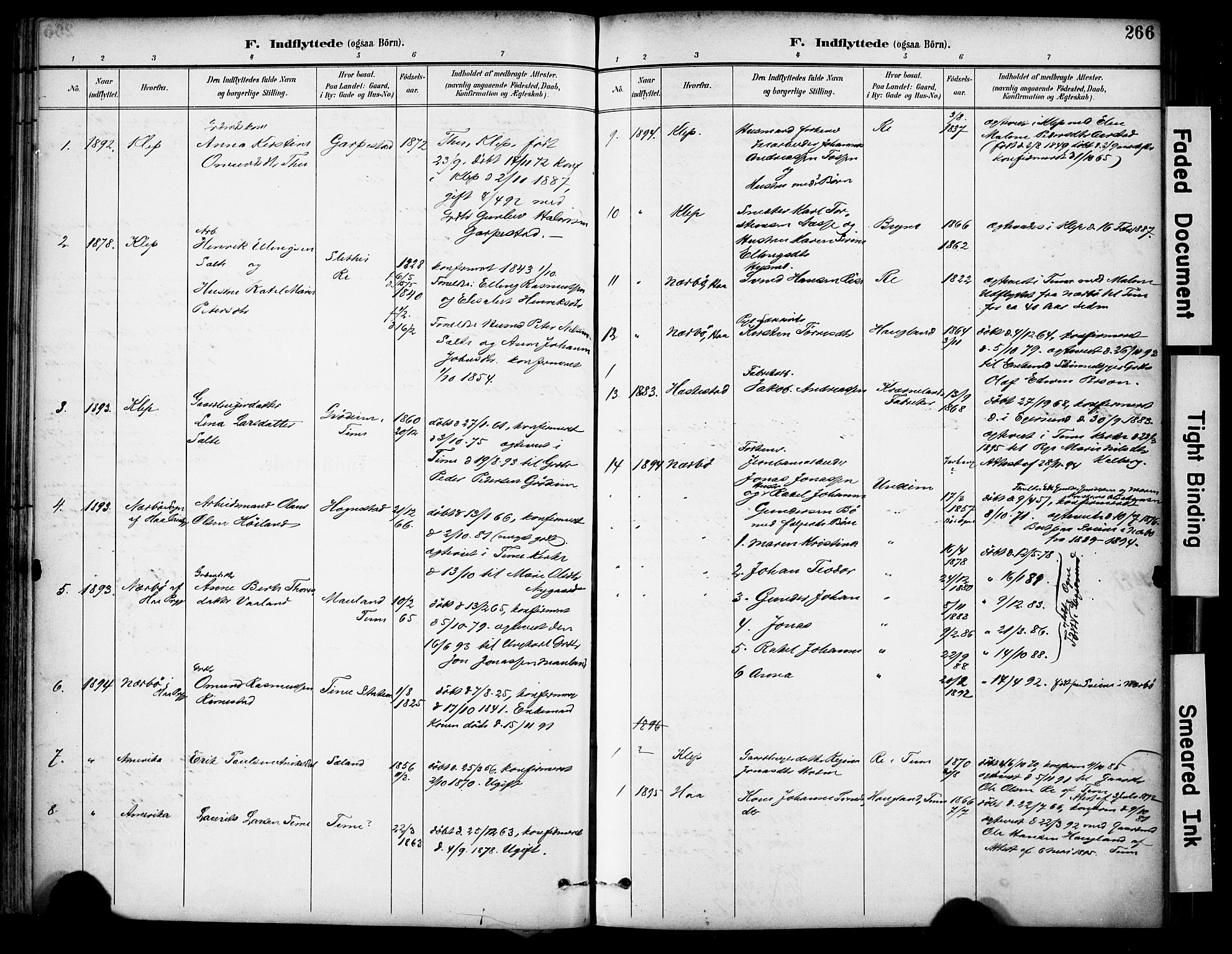 Lye sokneprestkontor, SAST/A-101794/001/30BA/L0011: Parish register (official) no. A 9, 1893-1903, p. 266
