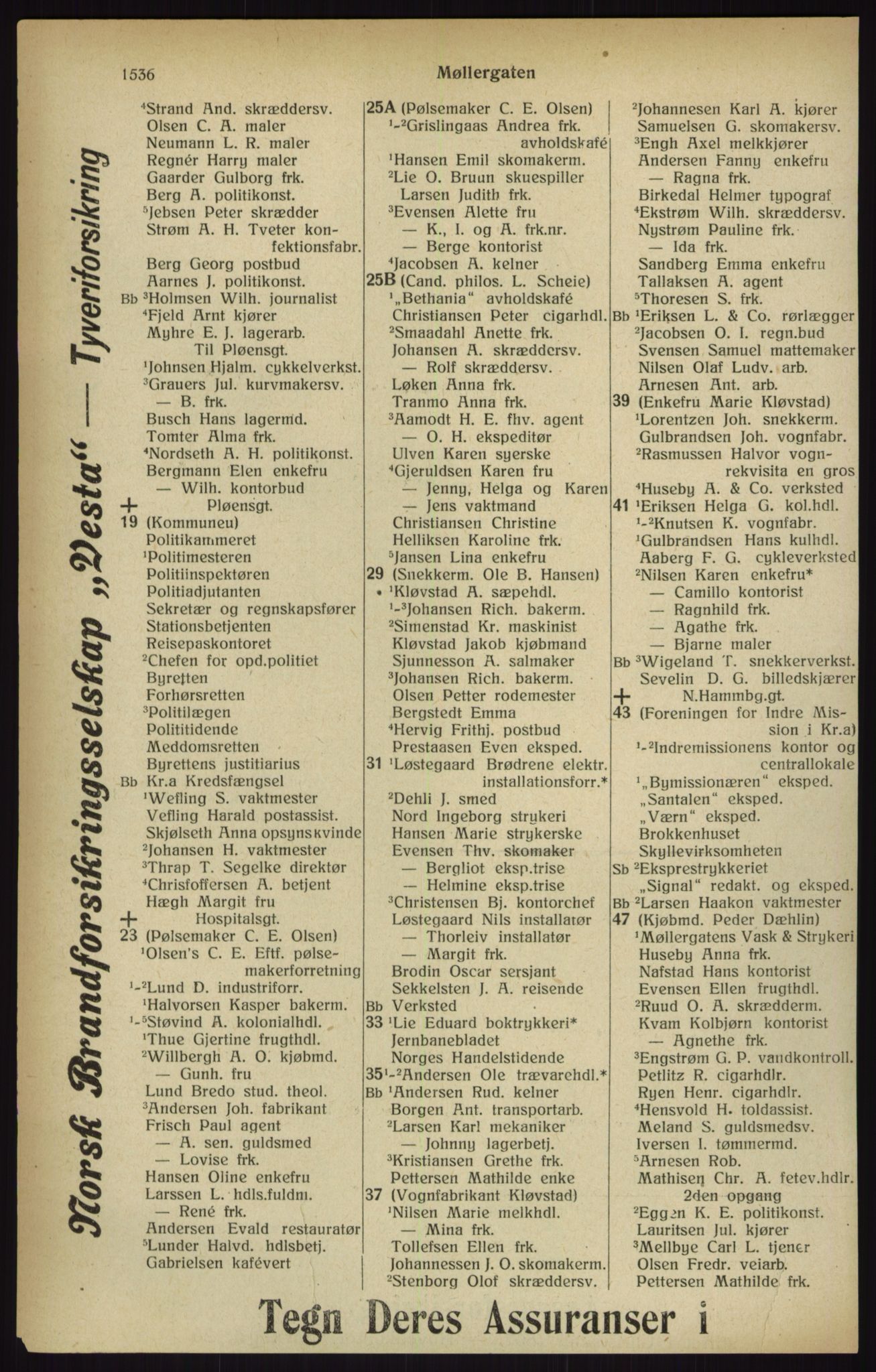 Kristiania/Oslo adressebok, PUBL/-, 1916, p. 1536