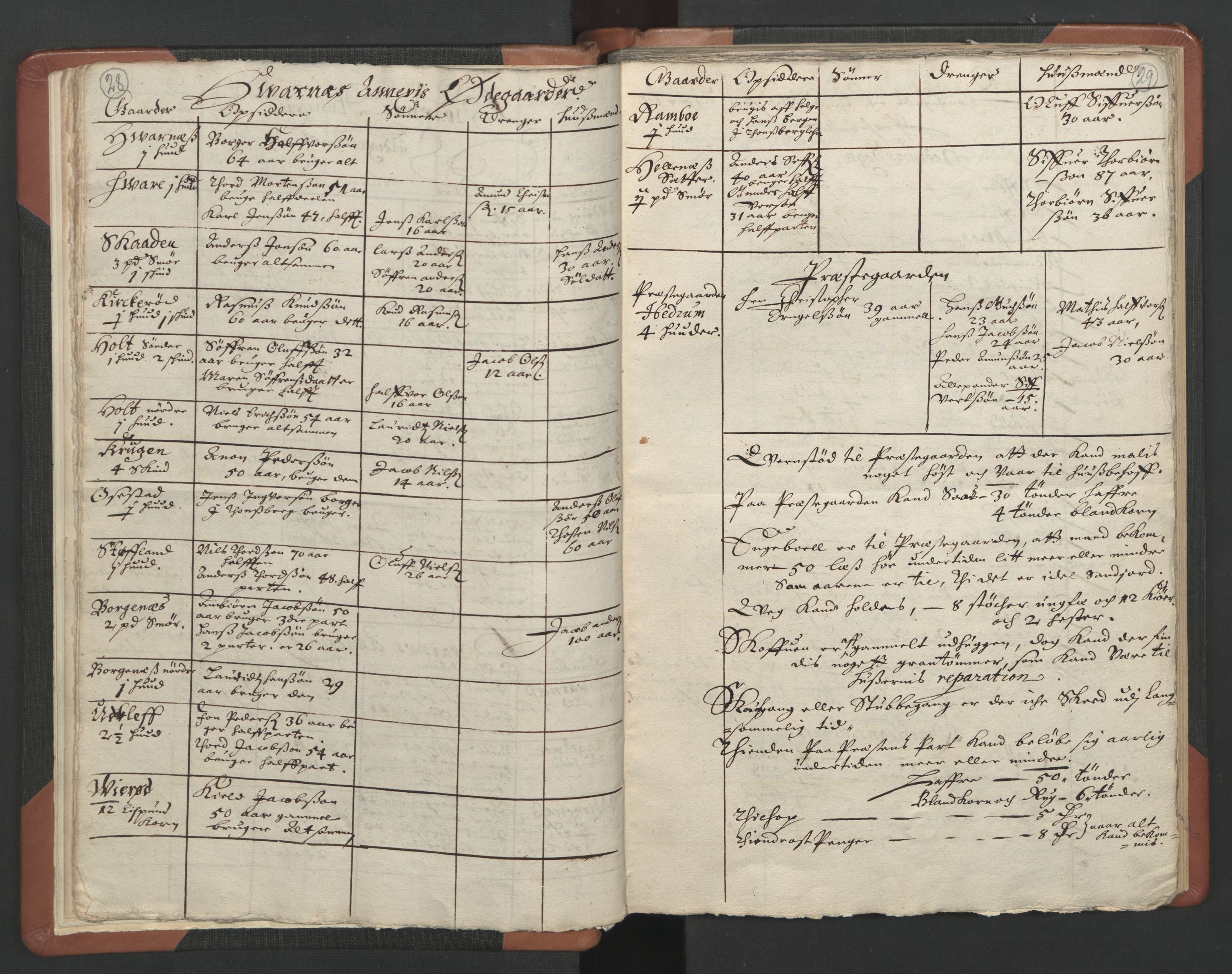 RA, Vicar's Census 1664-1666, no. 11: Brunlanes deanery, 1664-1666, p. 28-29