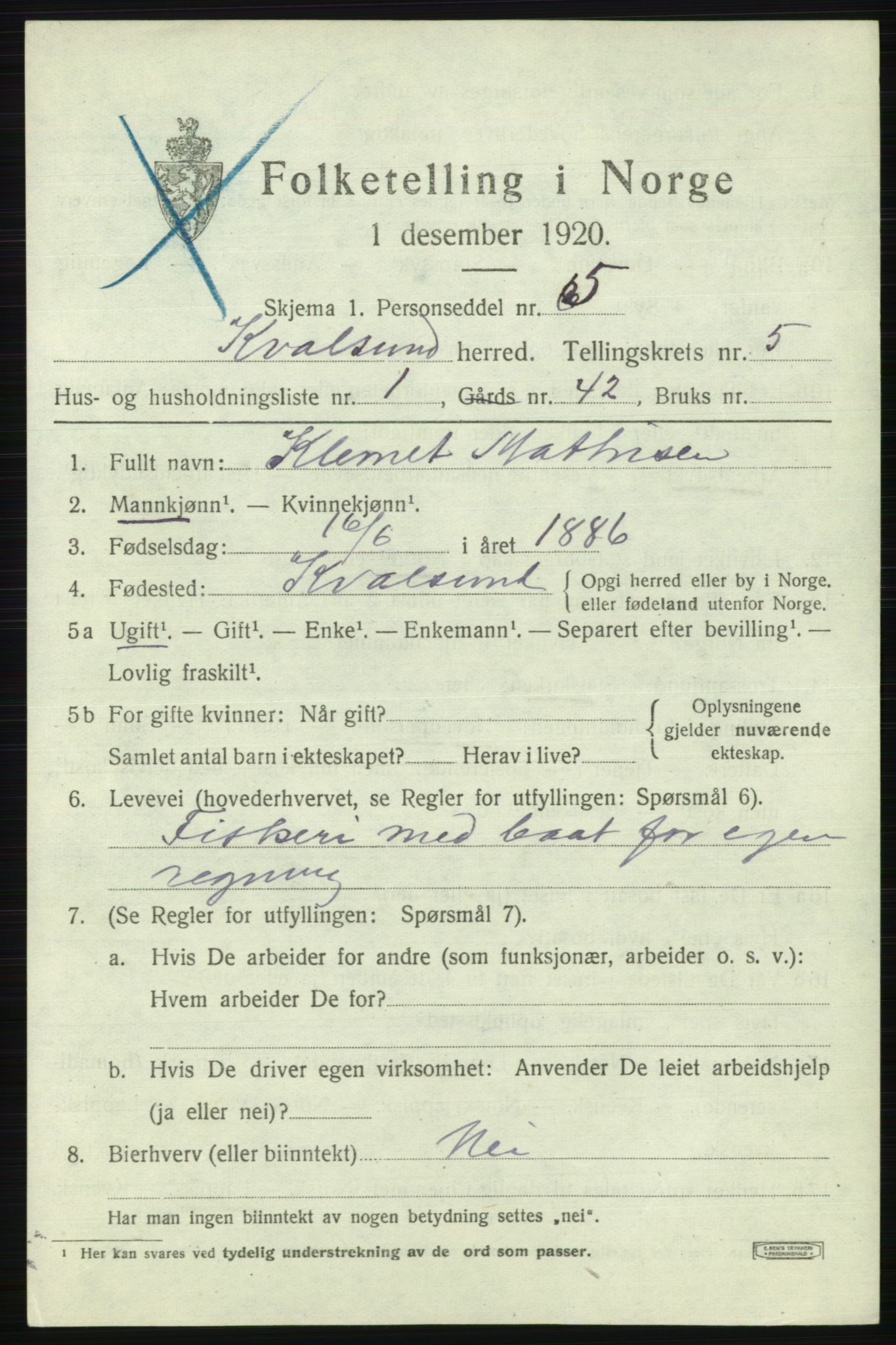 SATØ, 1920 census for , 1920, p. 1590