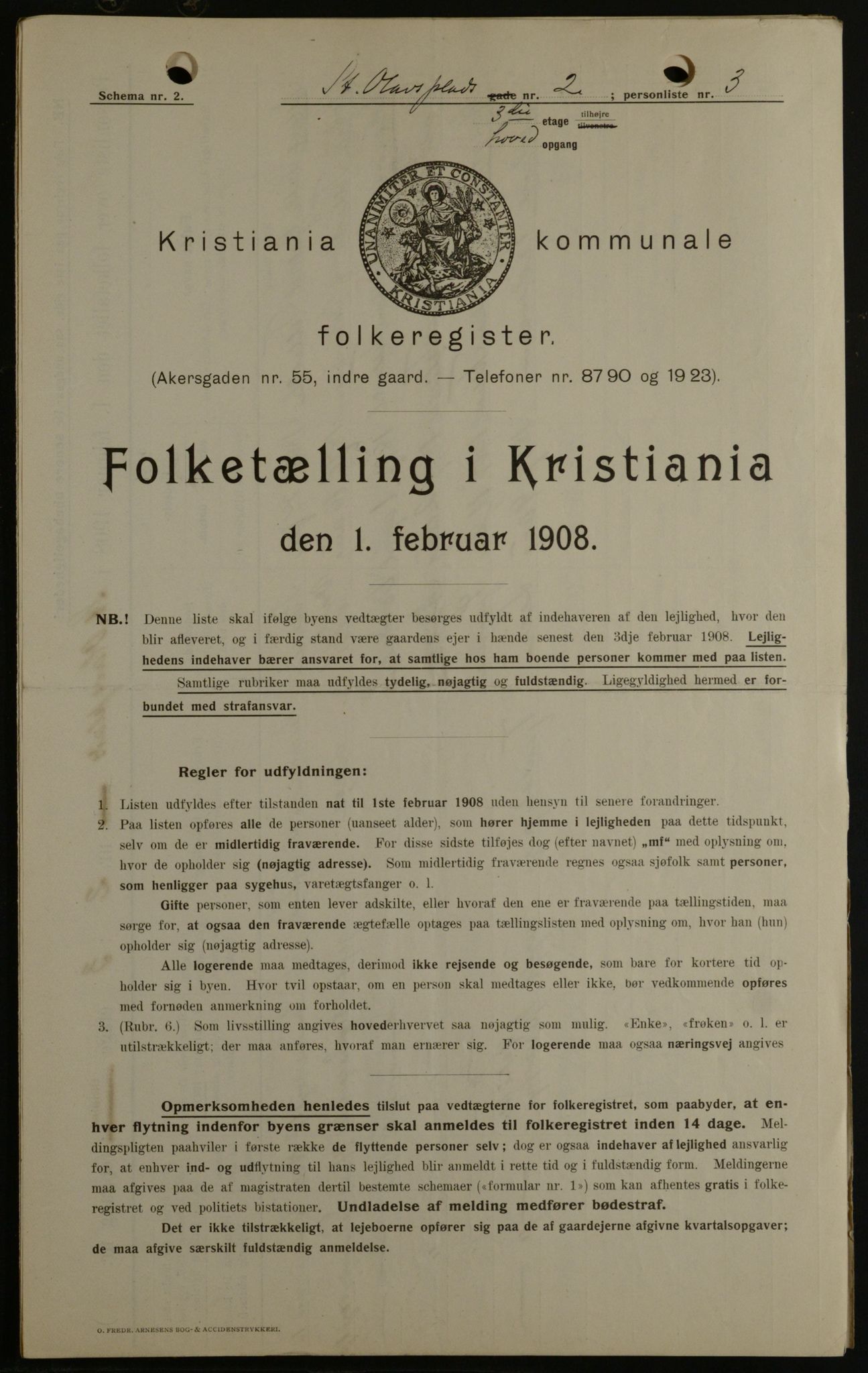 OBA, Municipal Census 1908 for Kristiania, 1908, p. 79632