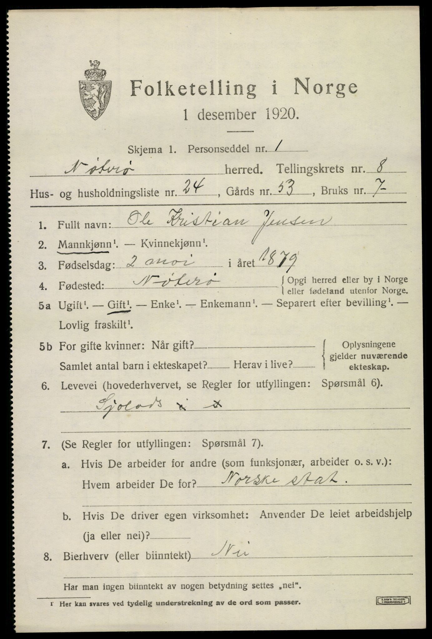 SAKO, 1920 census for Nøtterøy, 1920, p. 10643