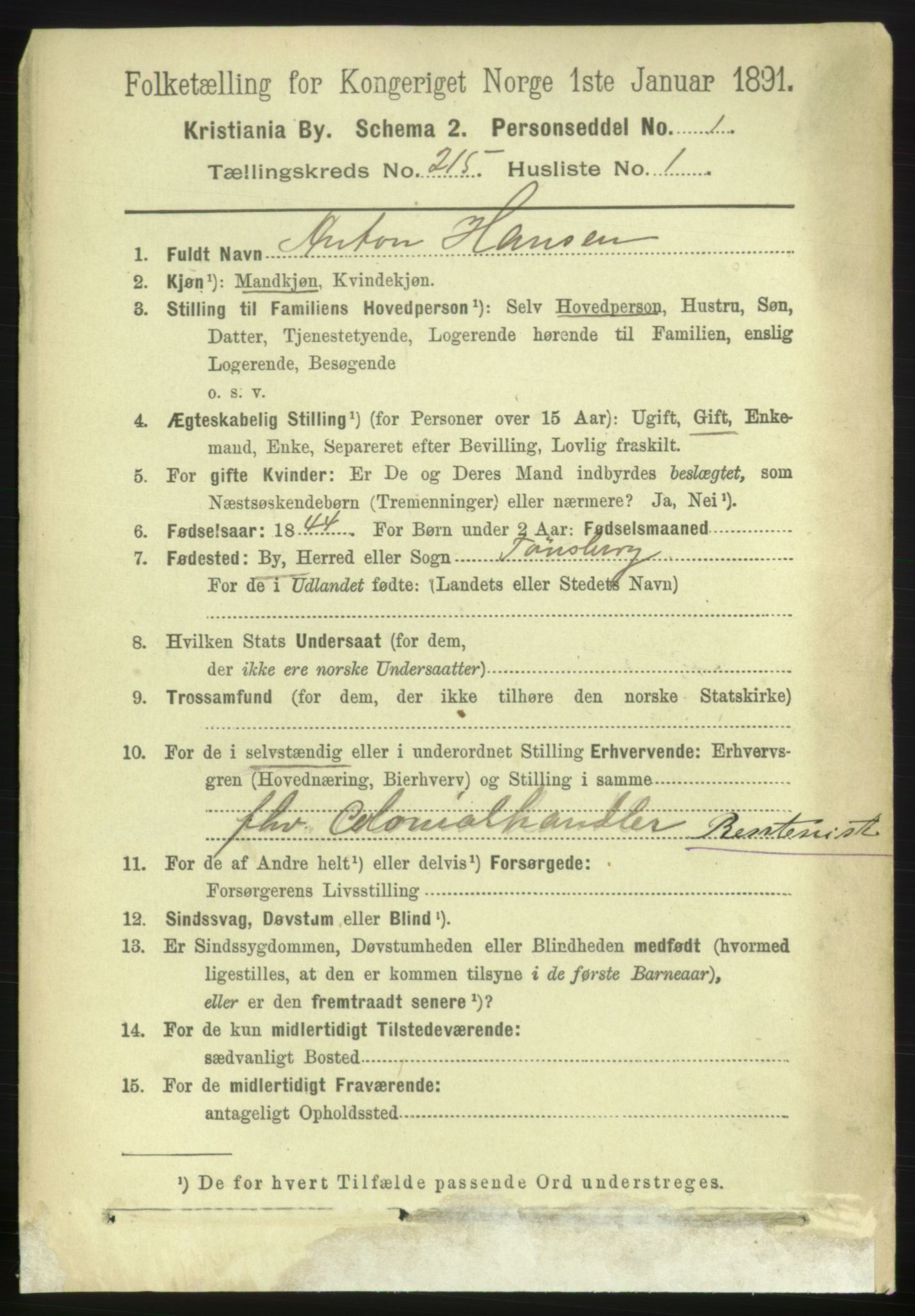 RA, 1891 census for 0301 Kristiania, 1891, p. 127736