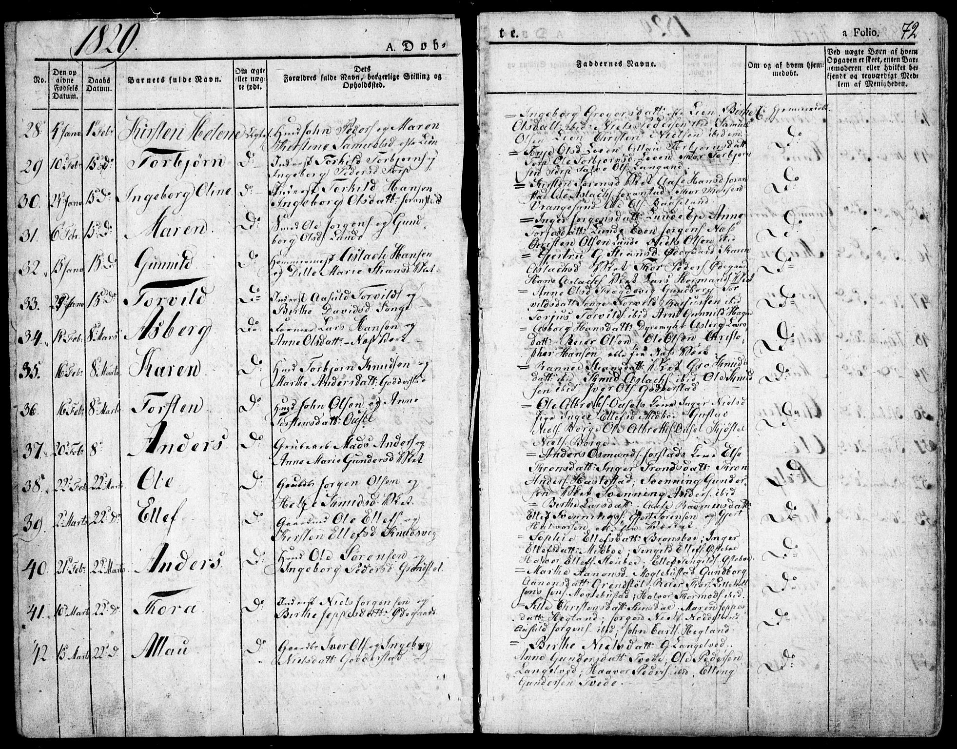 Holt sokneprestkontor, AV/SAK-1111-0021/F/Fa/L0006: Parish register (official) no. A 6, 1820-1835, p. 72