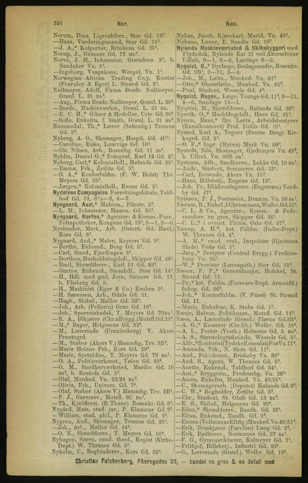 Kristiania/Oslo adressebok, PUBL/-, 1888, p. 326