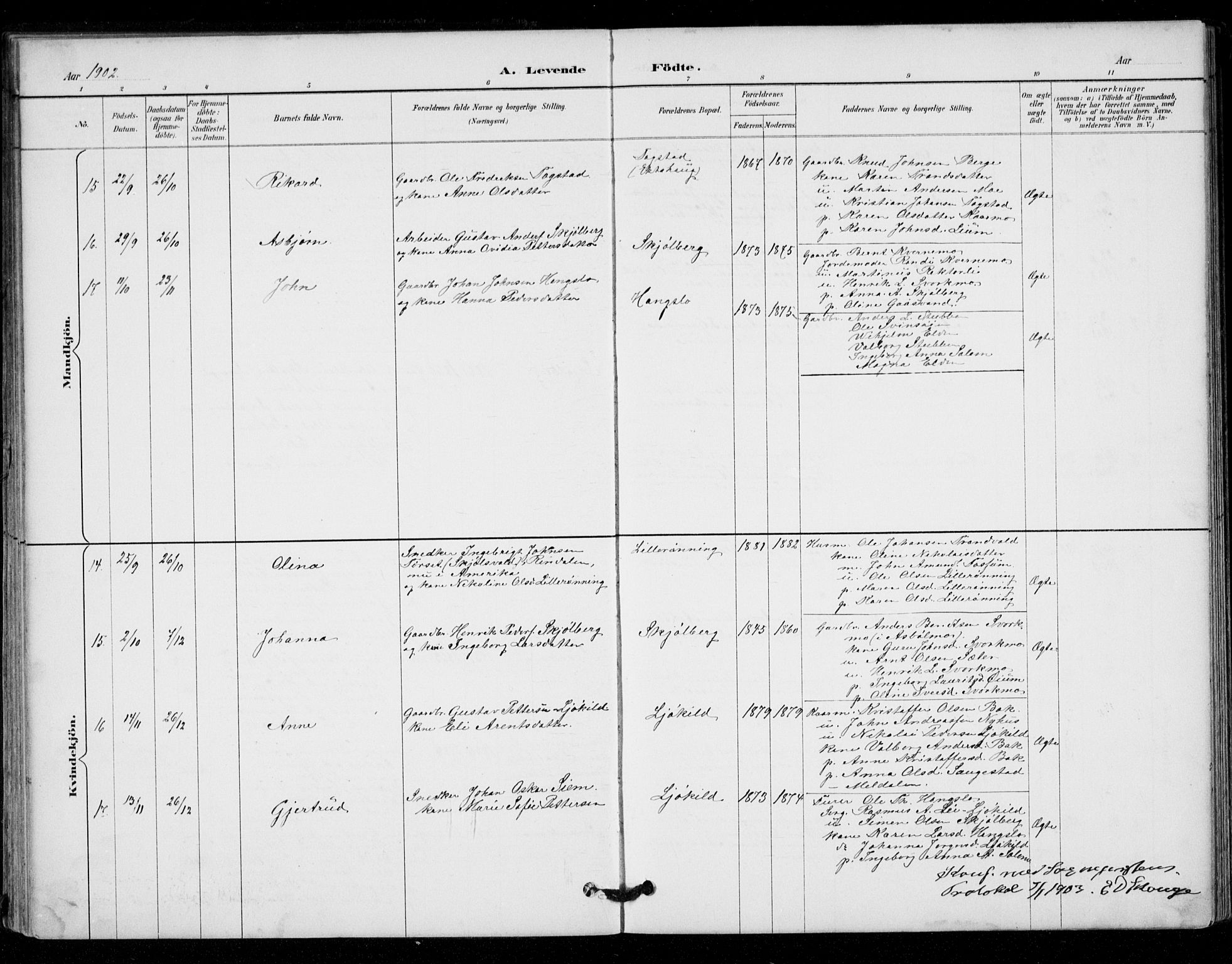 Ministerialprotokoller, klokkerbøker og fødselsregistre - Sør-Trøndelag, SAT/A-1456/671/L0841: Parish register (official) no. 671A03, 1893-1915