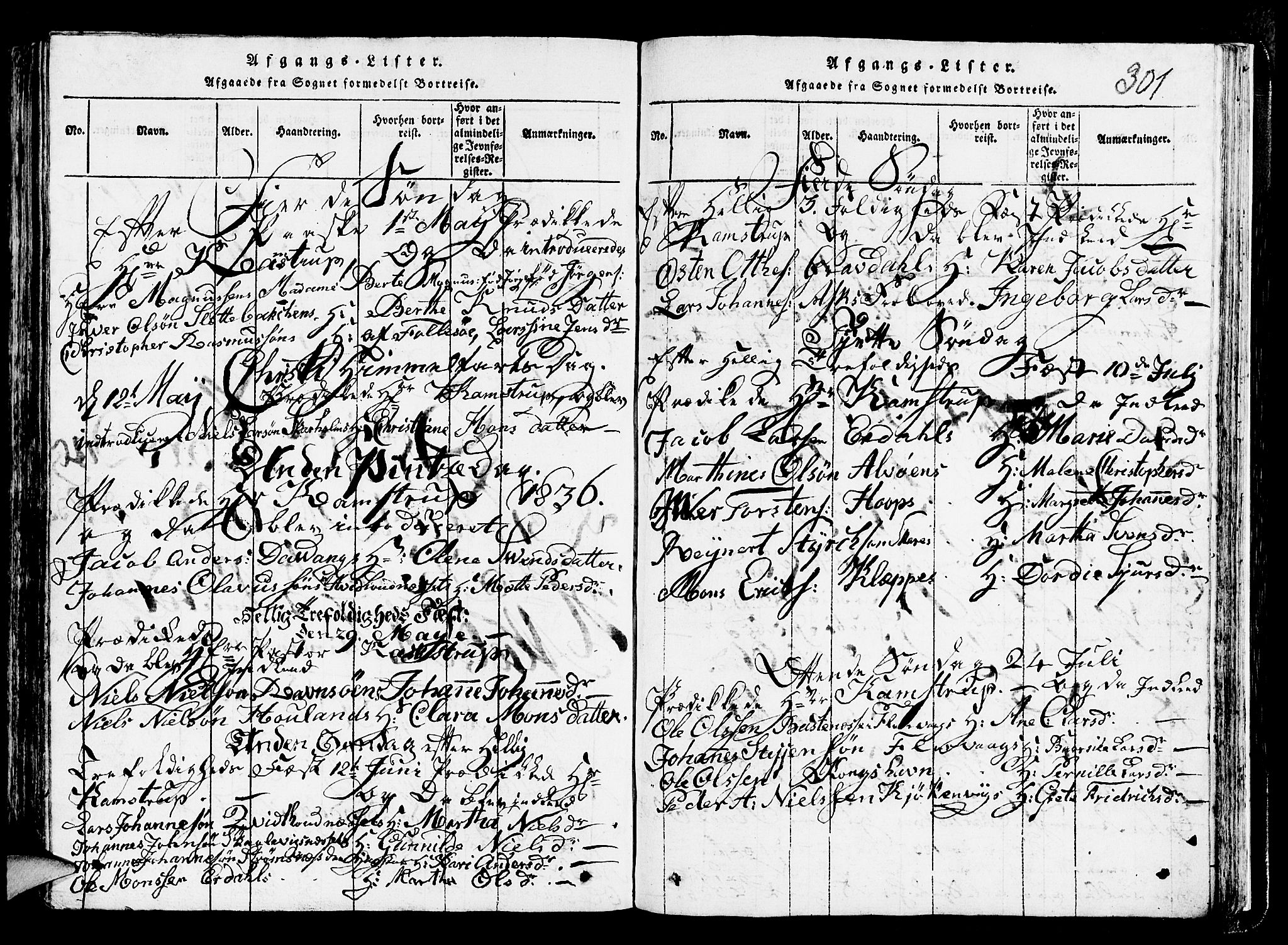 Askøy Sokneprestembete, AV/SAB-A-74101/H/Ha/Hab/Haba/L0002: Parish register (copy) no. A 2, 1815-1846, p. 301
