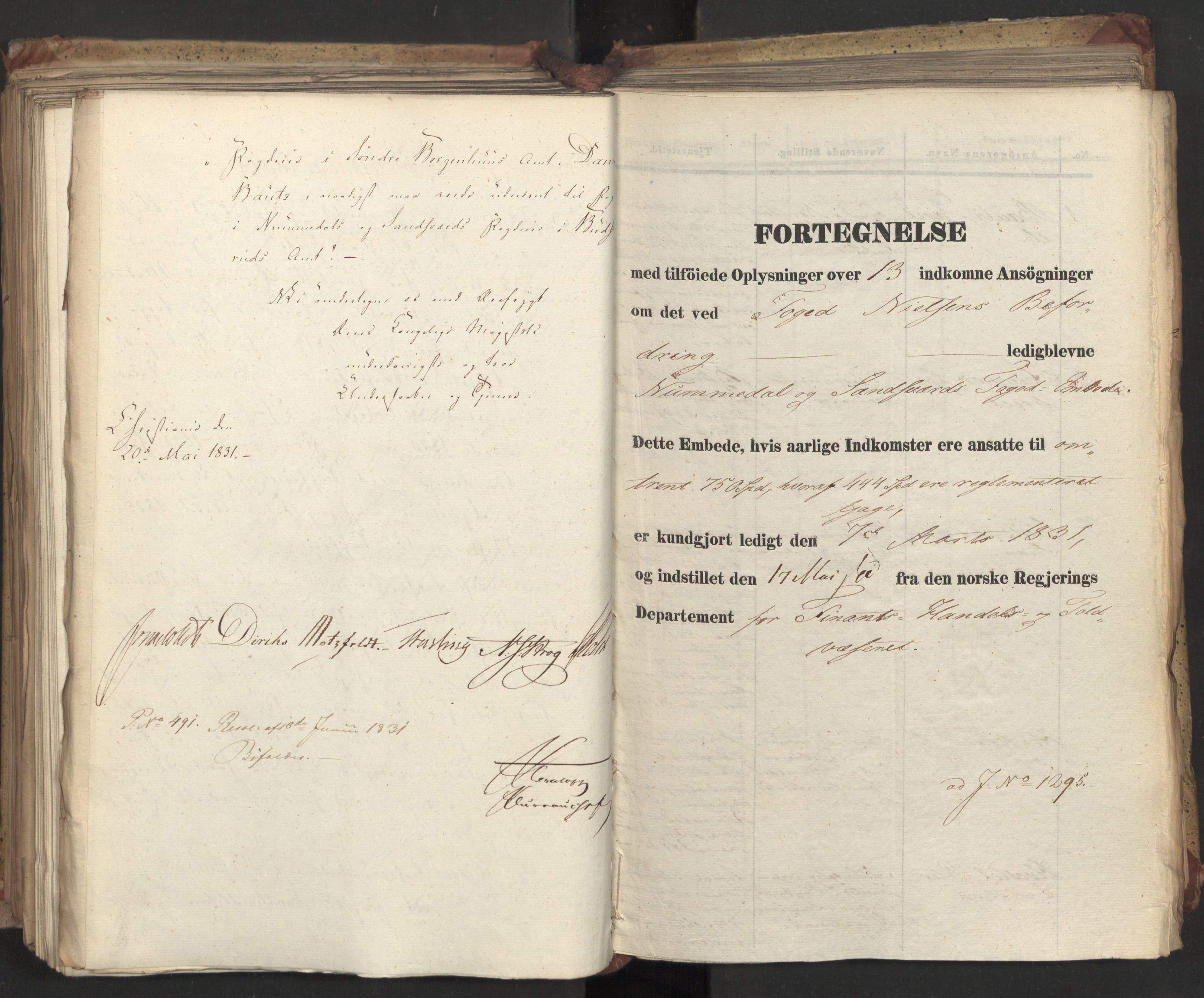 Statsrådsavdelingen i Stockholm, RA/S-1003/D/Da/L0071: Regjeringsinnstillinger nr. 1222-1364, 1831, p. 329