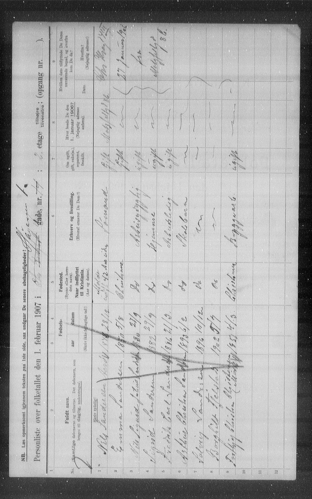 OBA, Municipal Census 1907 for Kristiania, 1907, p. 21932