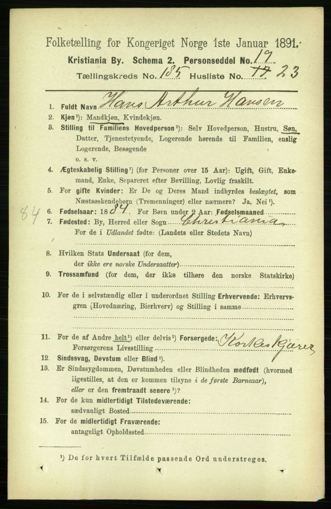 RA, 1891 census for 0301 Kristiania, 1891, p. 111180