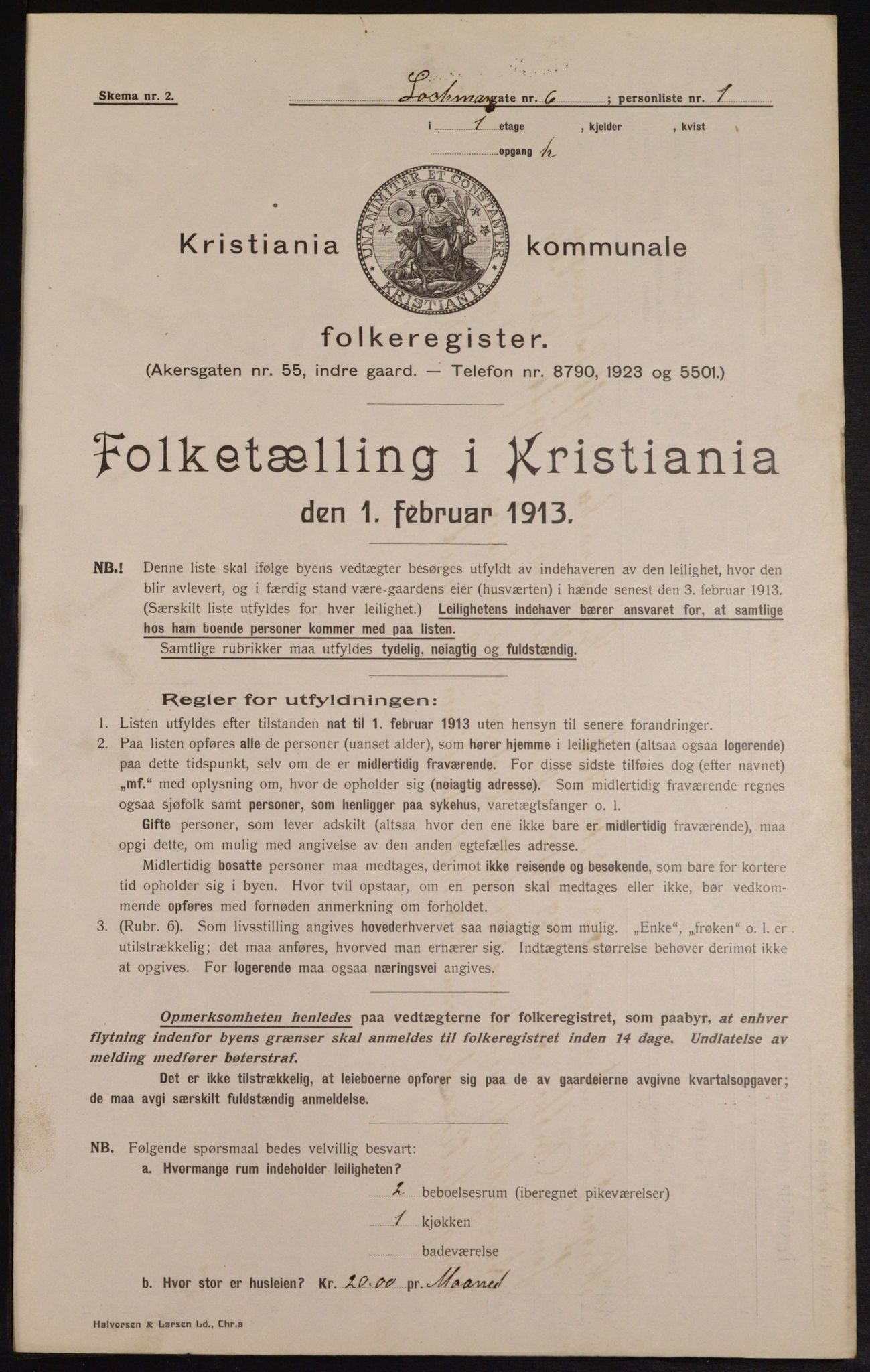 OBA, Municipal Census 1913 for Kristiania, 1913, p. 58122