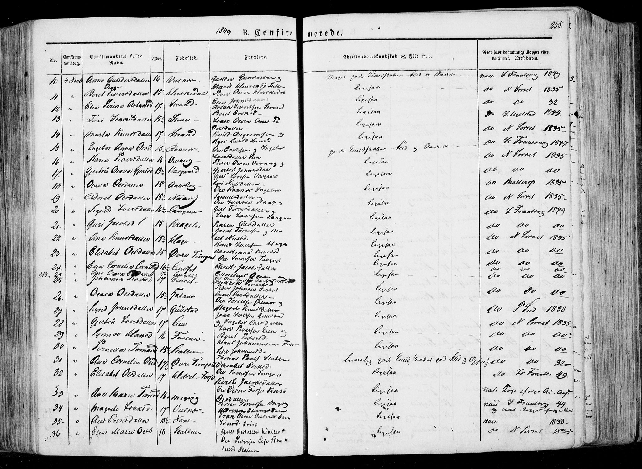 Ministerialprotokoller, klokkerbøker og fødselsregistre - Møre og Romsdal, AV/SAT-A-1454/568/L0803: Parish register (official) no. 568A10, 1830-1853, p. 255