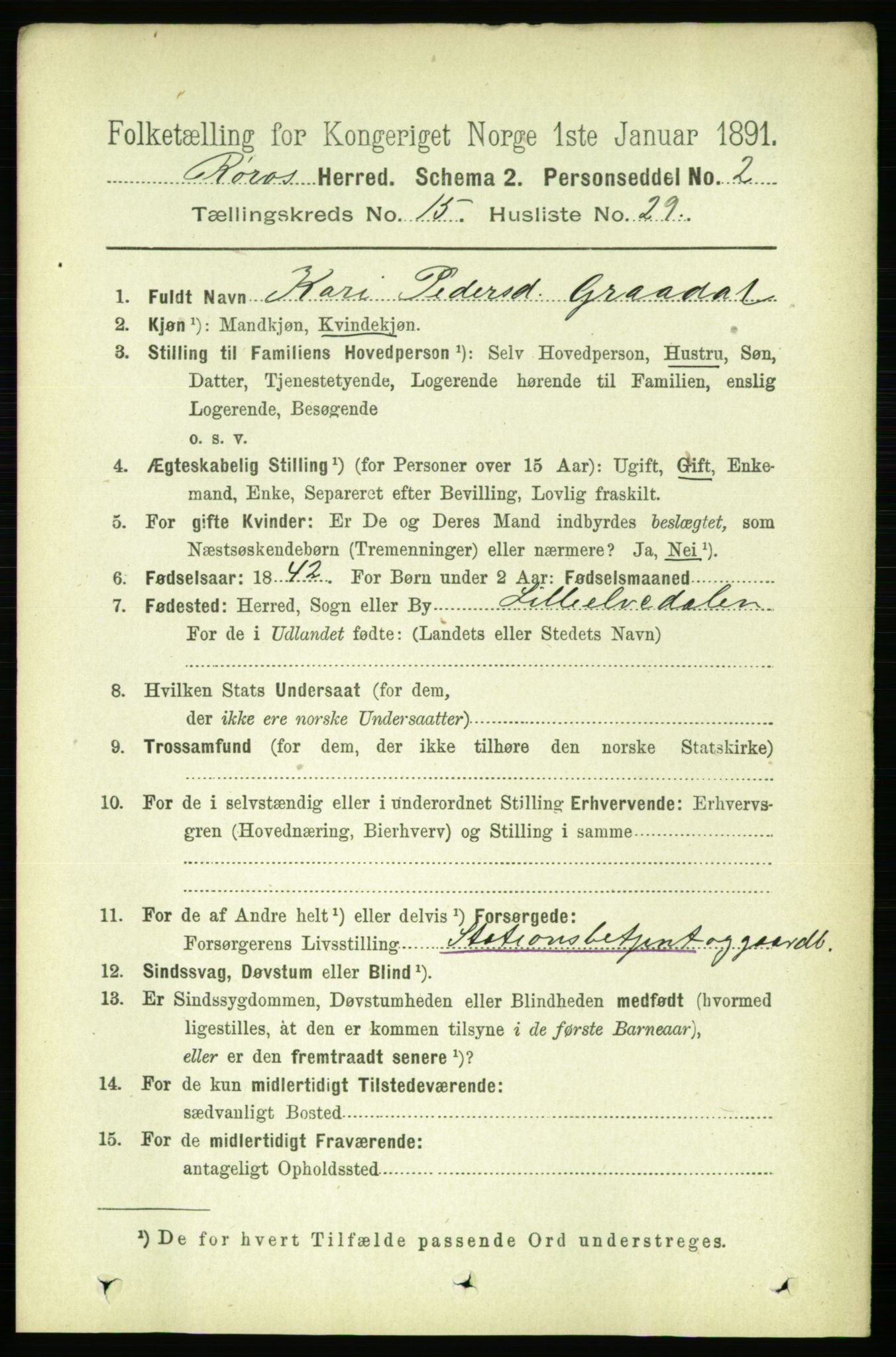 RA, 1891 census for 1640 Røros, 1891, p. 3523