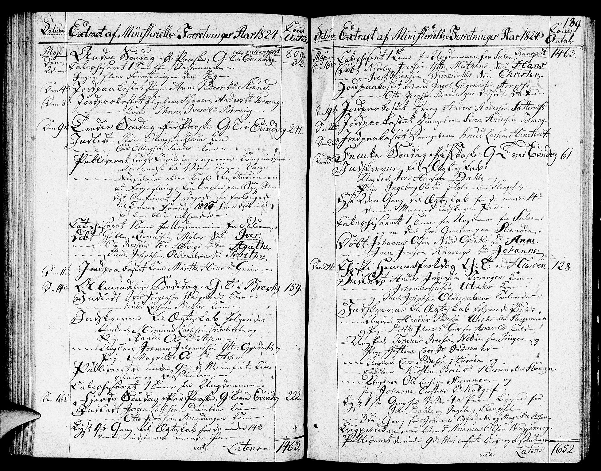 Gulen sokneprestembete, SAB/A-80201/H/Haa/Haaa/L0017: Parish register (official) no. A 17, 1809-1825, p. 189