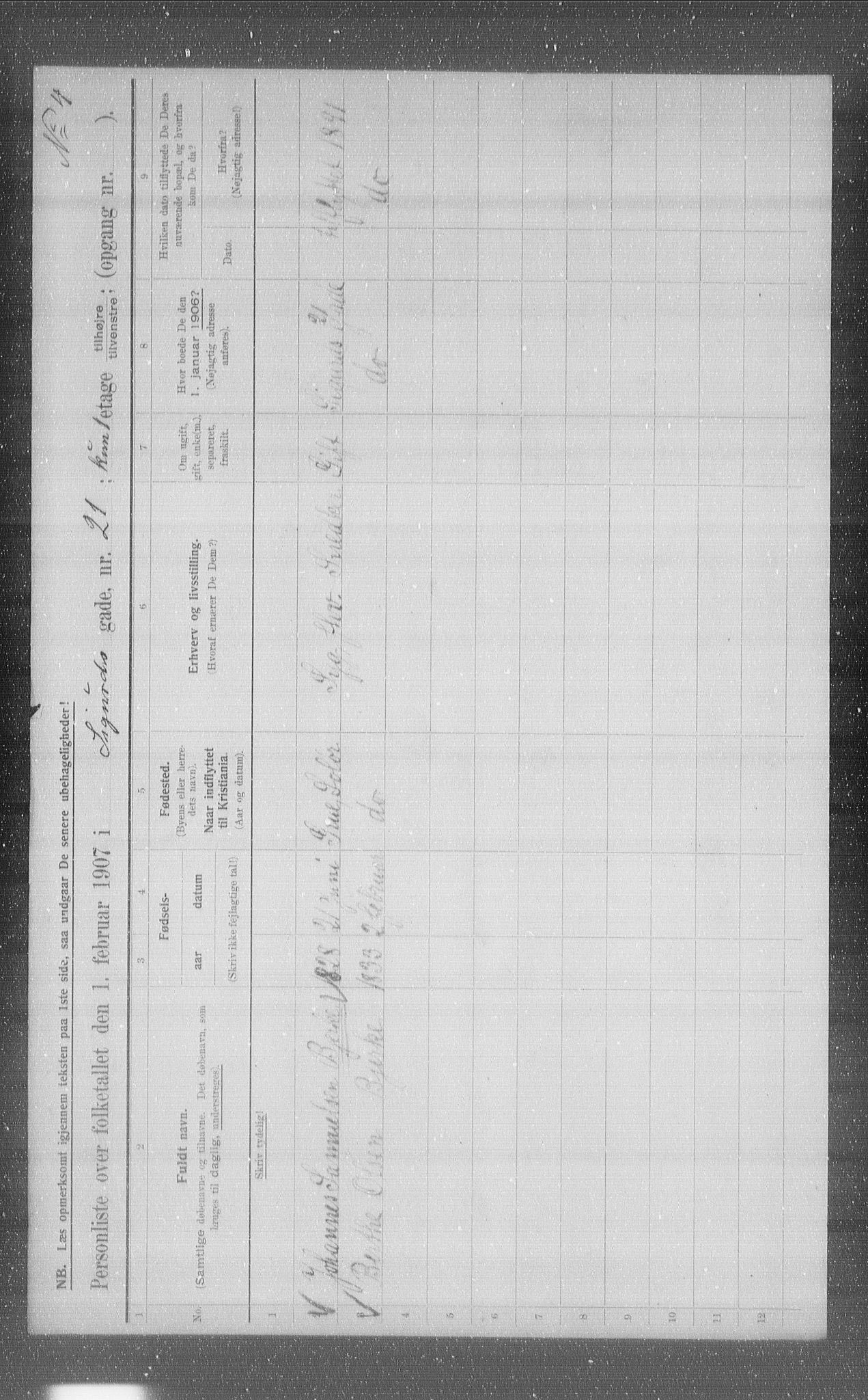 OBA, Municipal Census 1907 for Kristiania, 1907, p. 48539