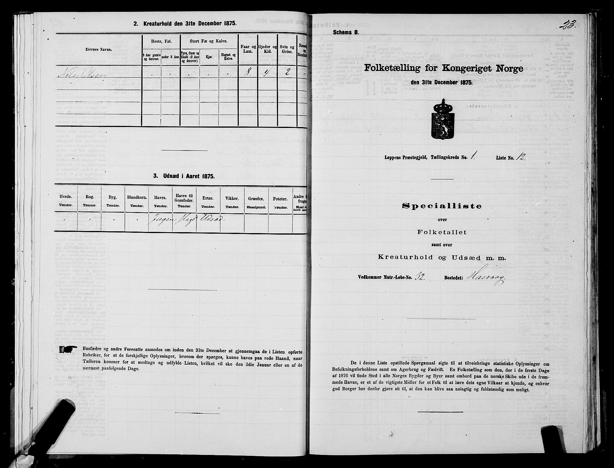 SATØ, 1875 census for 2014P Loppa, 1875, p. 1023