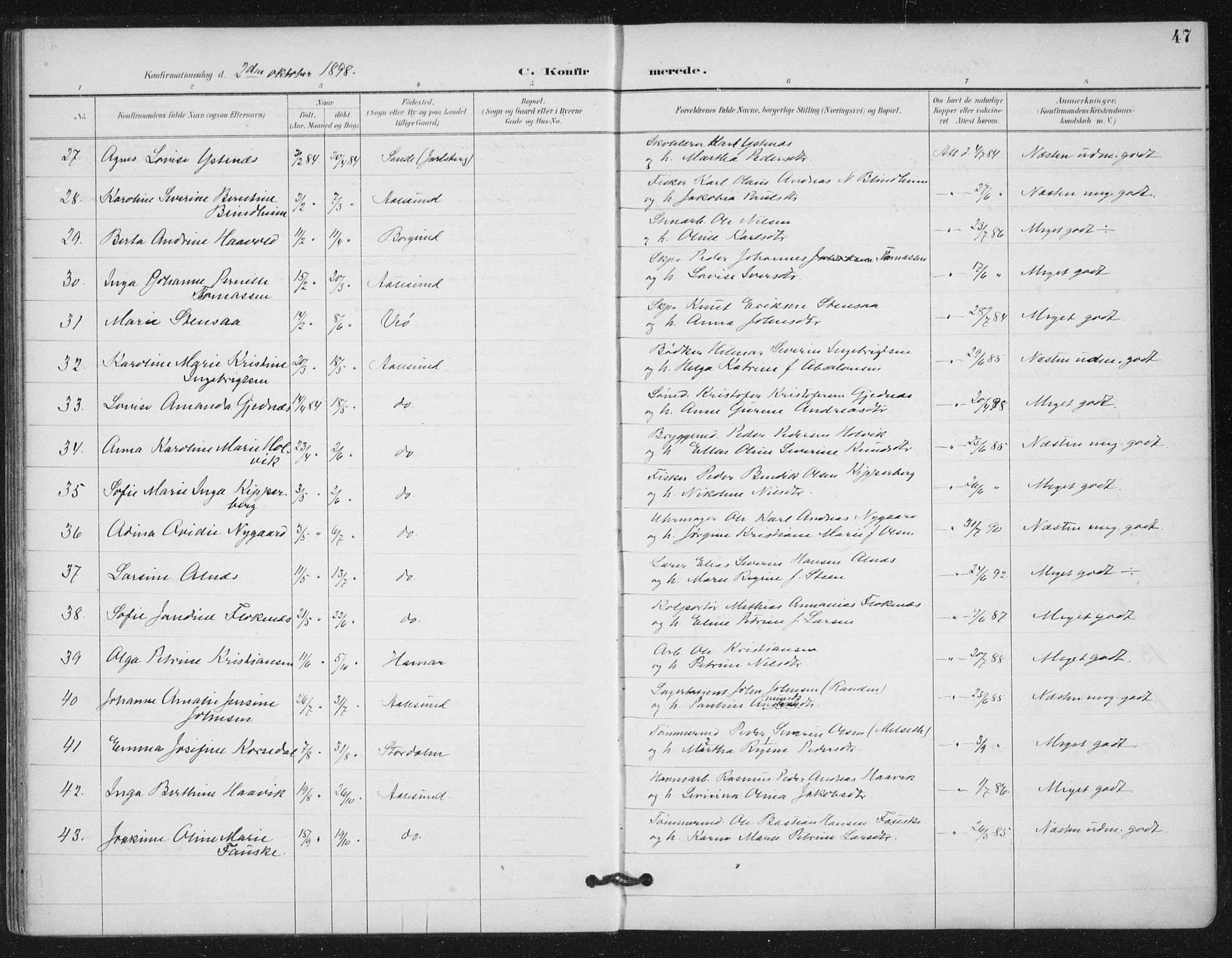 Ministerialprotokoller, klokkerbøker og fødselsregistre - Møre og Romsdal, SAT/A-1454/529/L0457: Parish register (official) no. 529A07, 1894-1903, p. 47