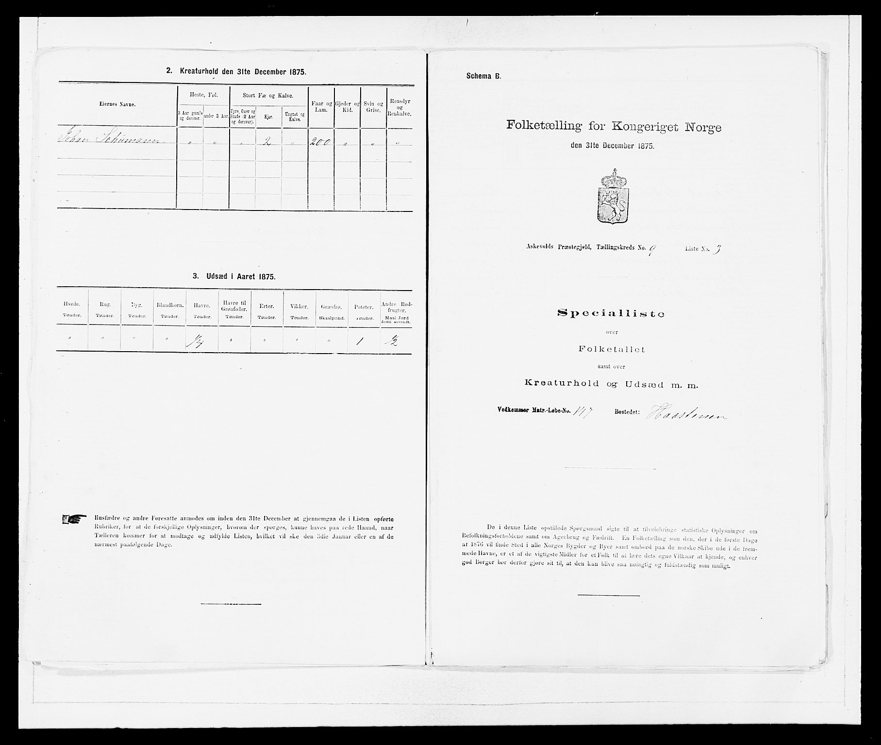 SAB, 1875 census for 1428P Askvoll, 1875, p. 811