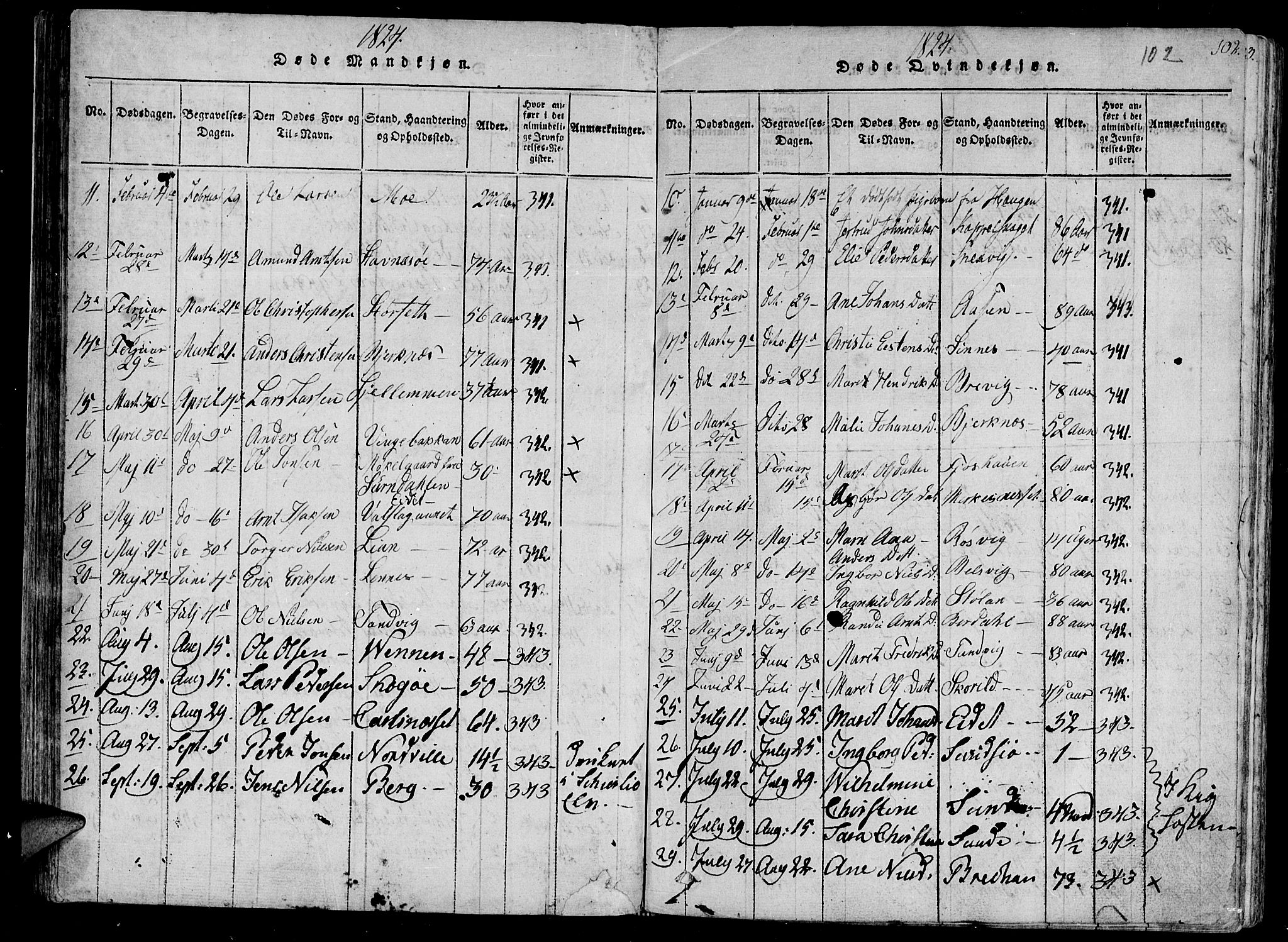 Ministerialprotokoller, klokkerbøker og fødselsregistre - Sør-Trøndelag, SAT/A-1456/630/L0491: Parish register (official) no. 630A04, 1818-1830, p. 102