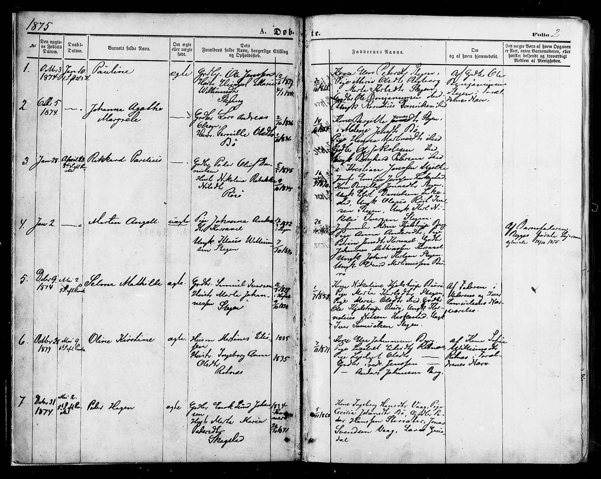 Ministerialprotokoller, klokkerbøker og fødselsregistre - Nordland, SAT/A-1459/855/L0802: Parish register (official) no. 855A10, 1875-1886, p. 2