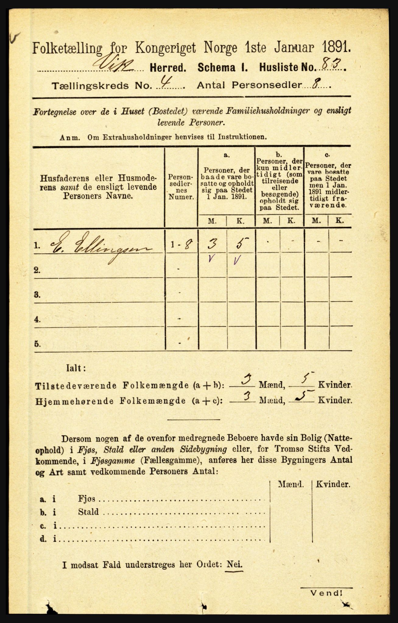 RA, 1891 census for 1417 Vik, 1891, p. 1795