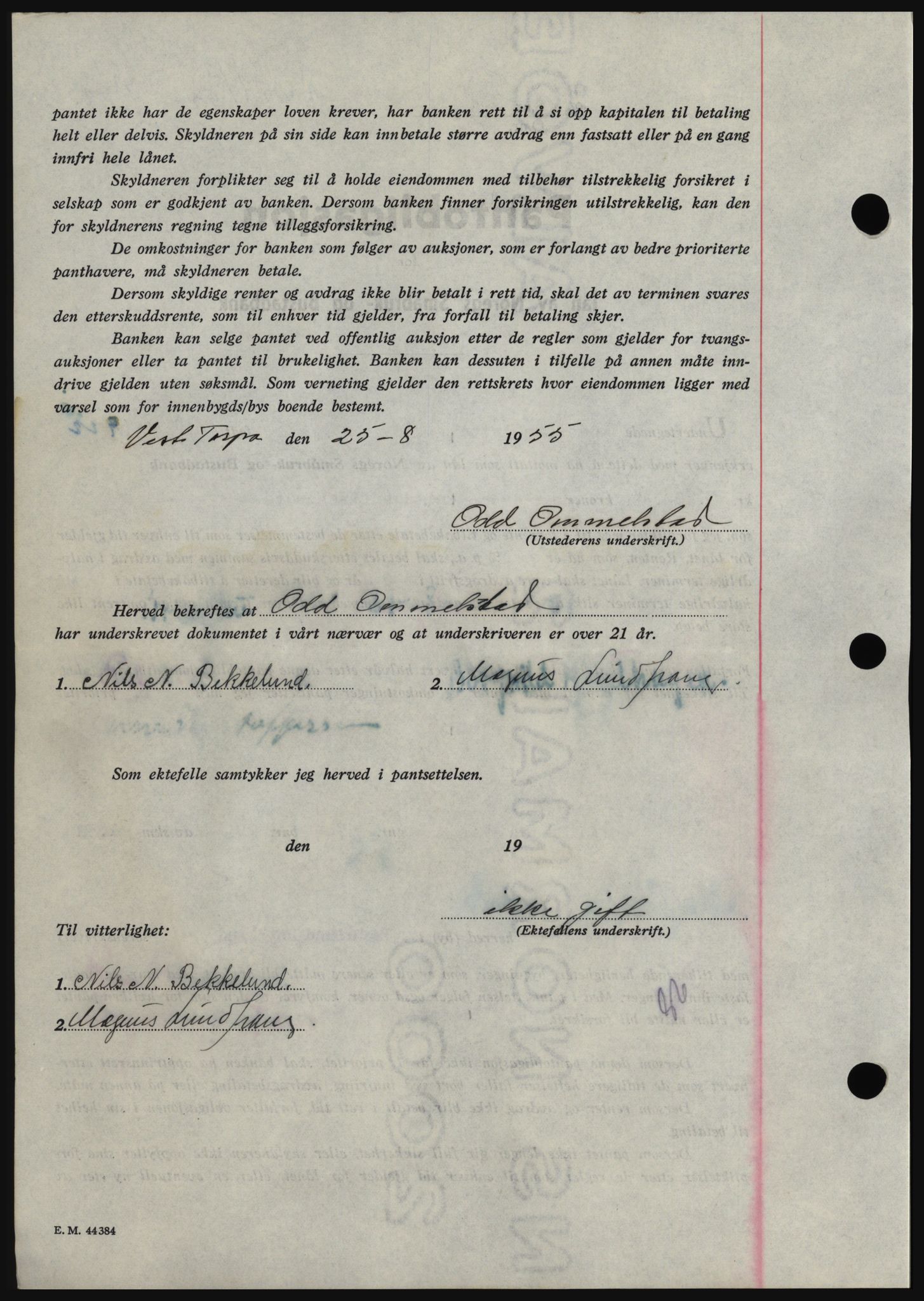 Hadeland og Land tingrett, SAH/TING-010/H/Hb/Hbc/L0032: Mortgage book no. B32, 1955-1955, Diary no: : 2654/1955