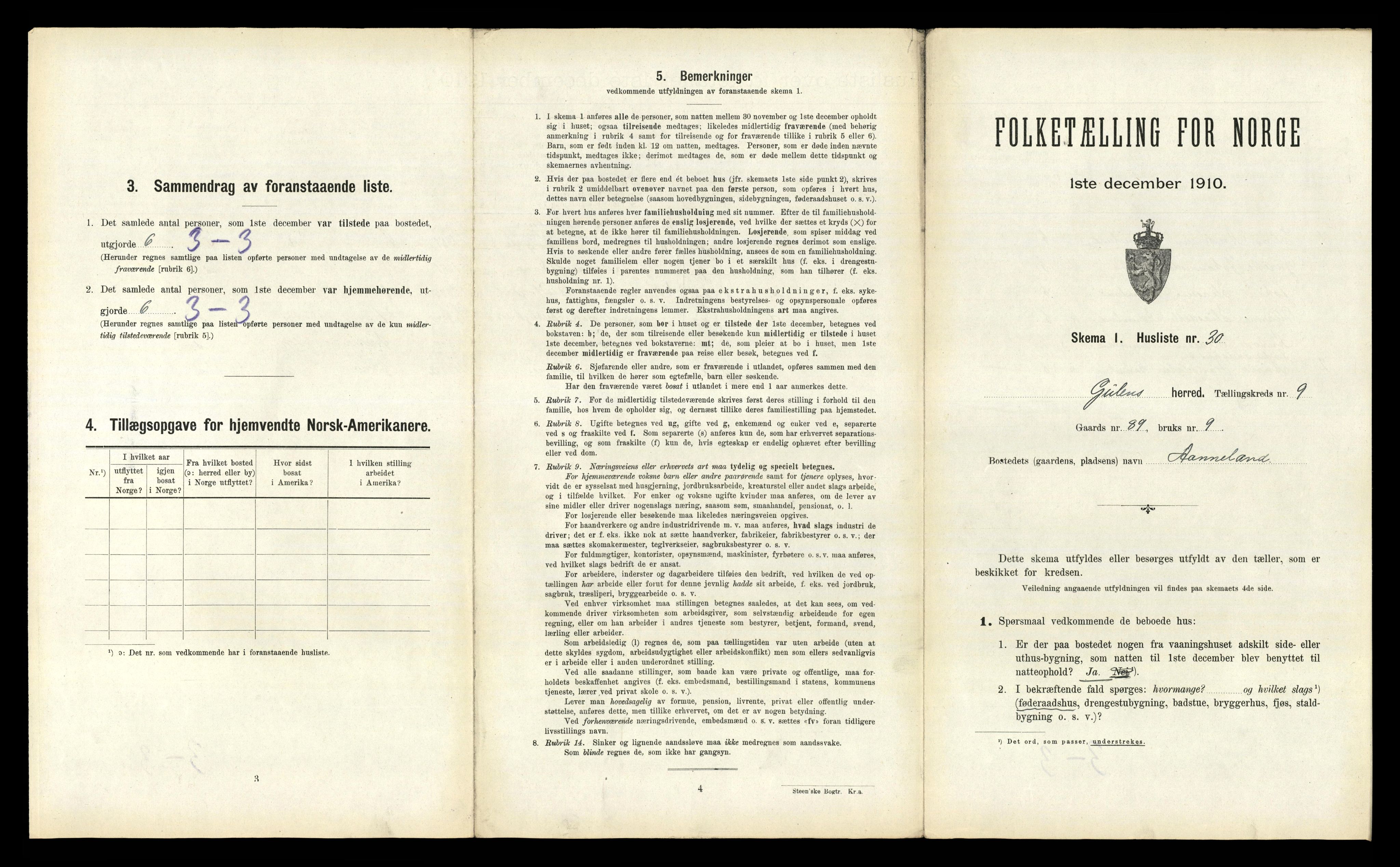 RA, 1910 census for Gulen, 1910, p. 872