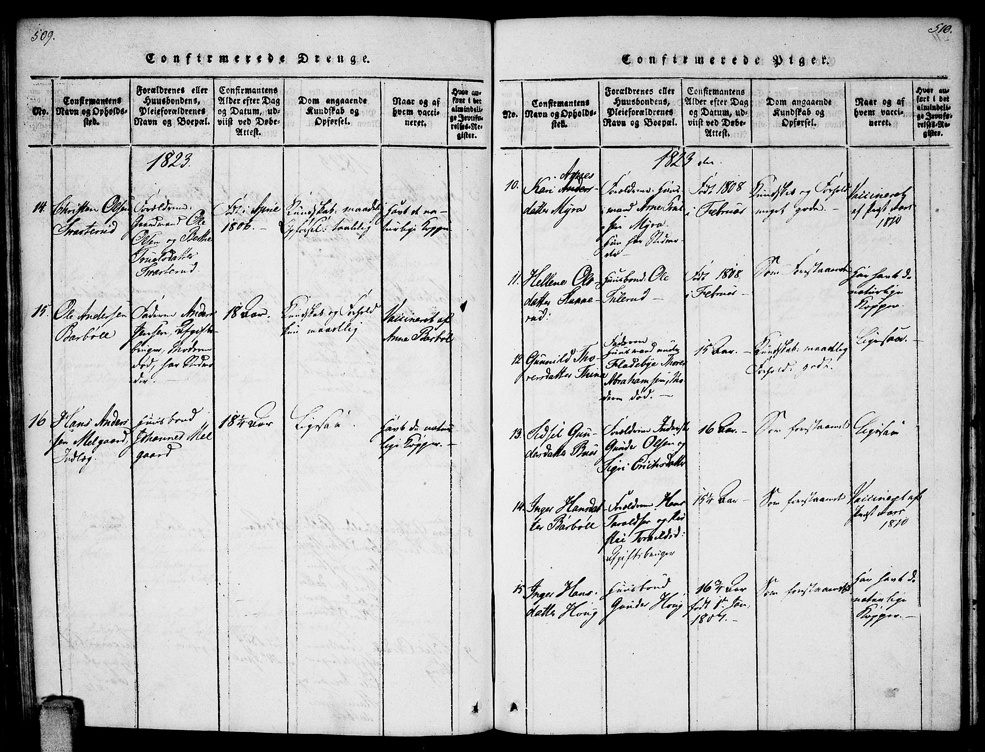 Enebakk prestekontor Kirkebøker, AV/SAO-A-10171c/F/Fa/L0006: Parish register (official) no. I 6, 1815-1832, p. 509-510