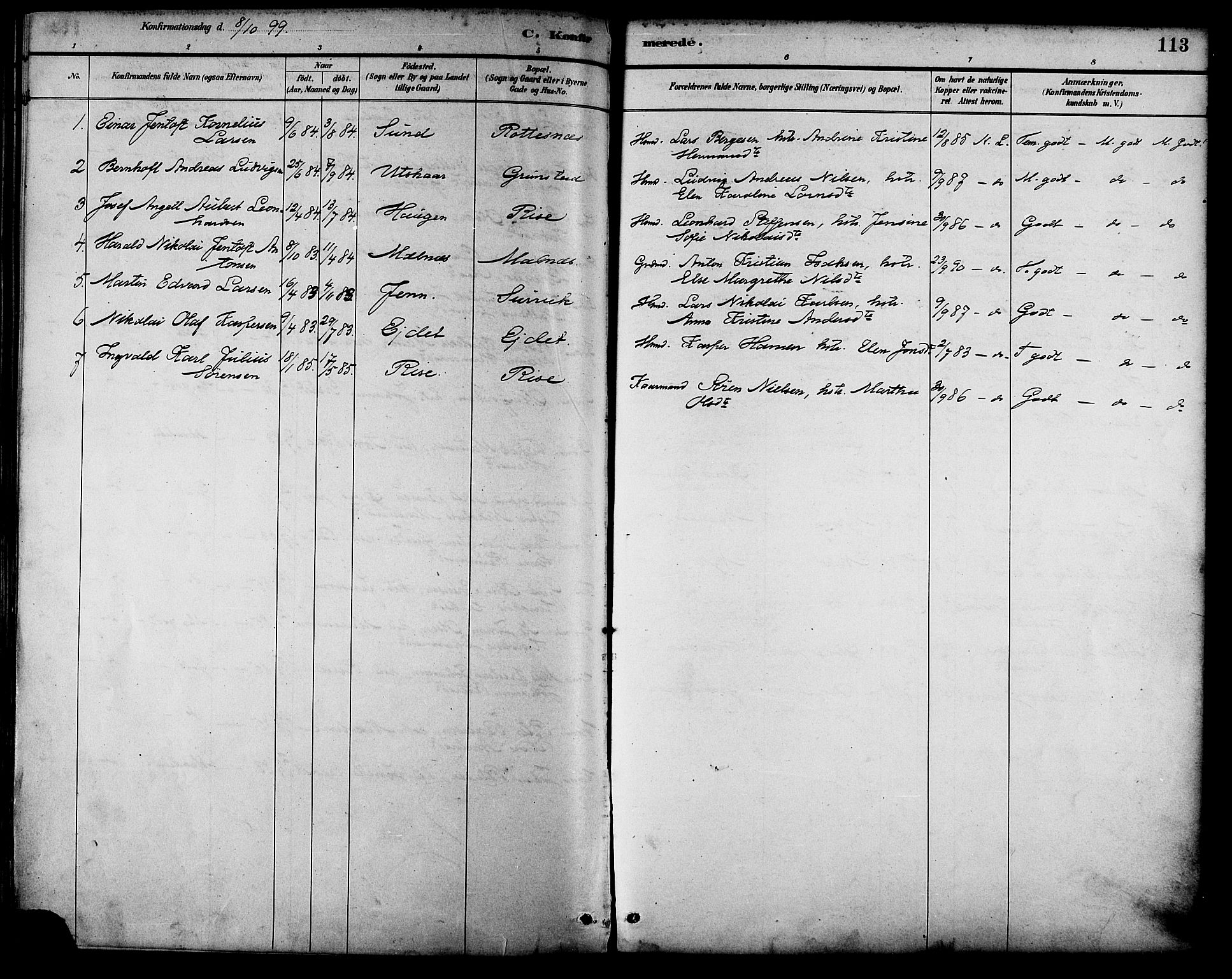 Ministerialprotokoller, klokkerbøker og fødselsregistre - Nordland, AV/SAT-A-1459/892/L1320: Parish register (official) no. 892A01, 1886-1901, p. 113