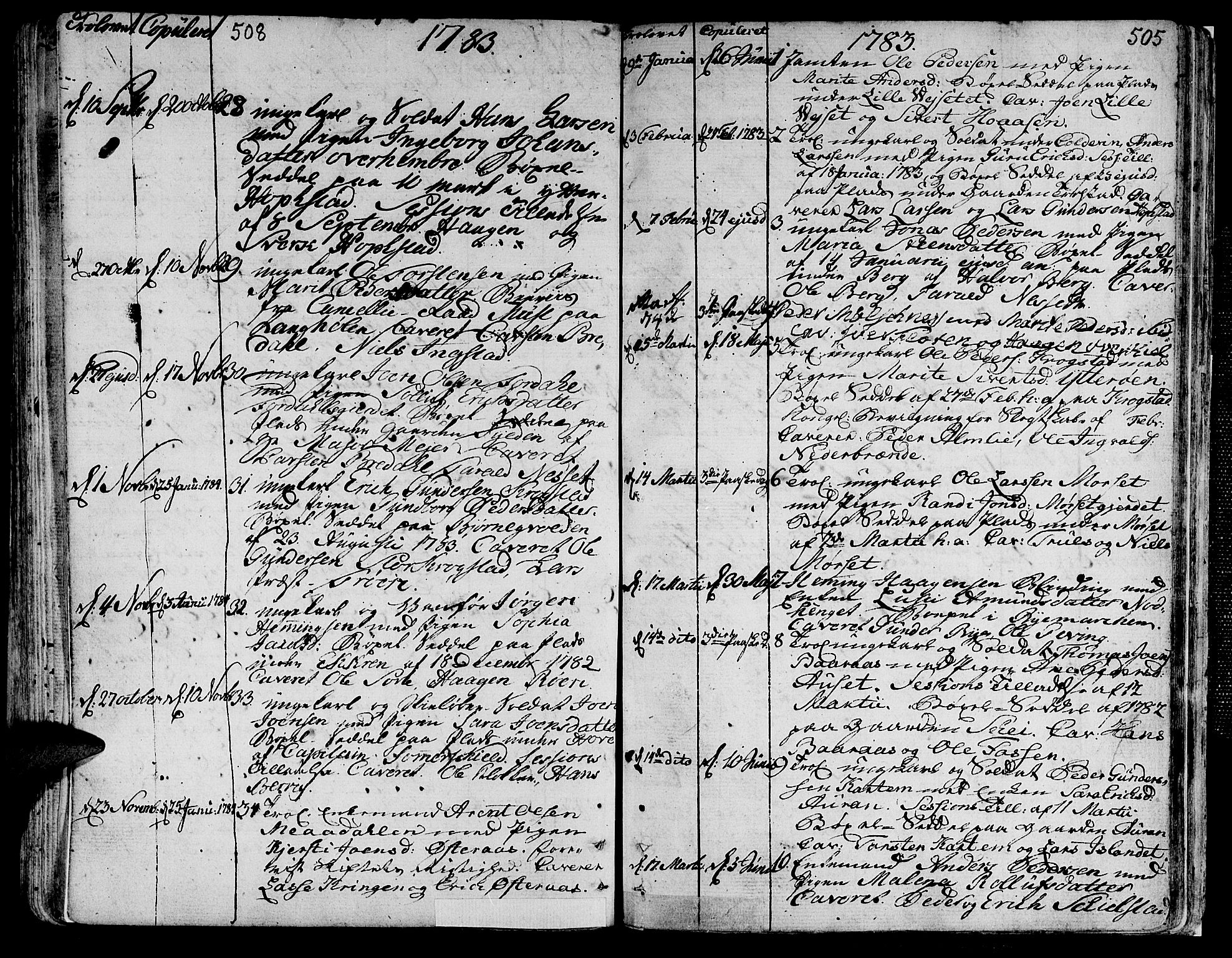 Ministerialprotokoller, klokkerbøker og fødselsregistre - Nord-Trøndelag, SAT/A-1458/709/L0059: Parish register (official) no. 709A06, 1781-1797, p. 508-505