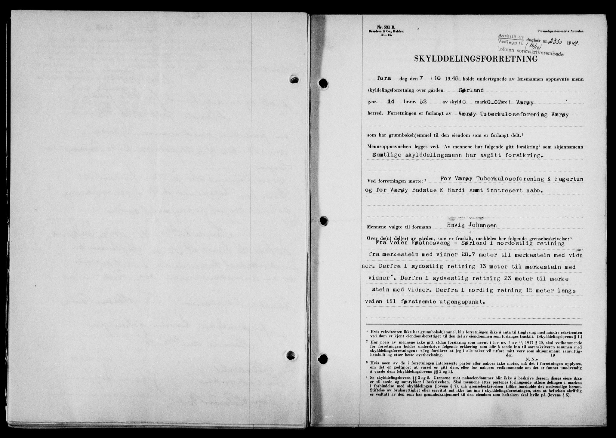Lofoten sorenskriveri, SAT/A-0017/1/2/2C/L0019a: Mortgage book no. 19a, 1948-1948, Diary no: : 2350/1948