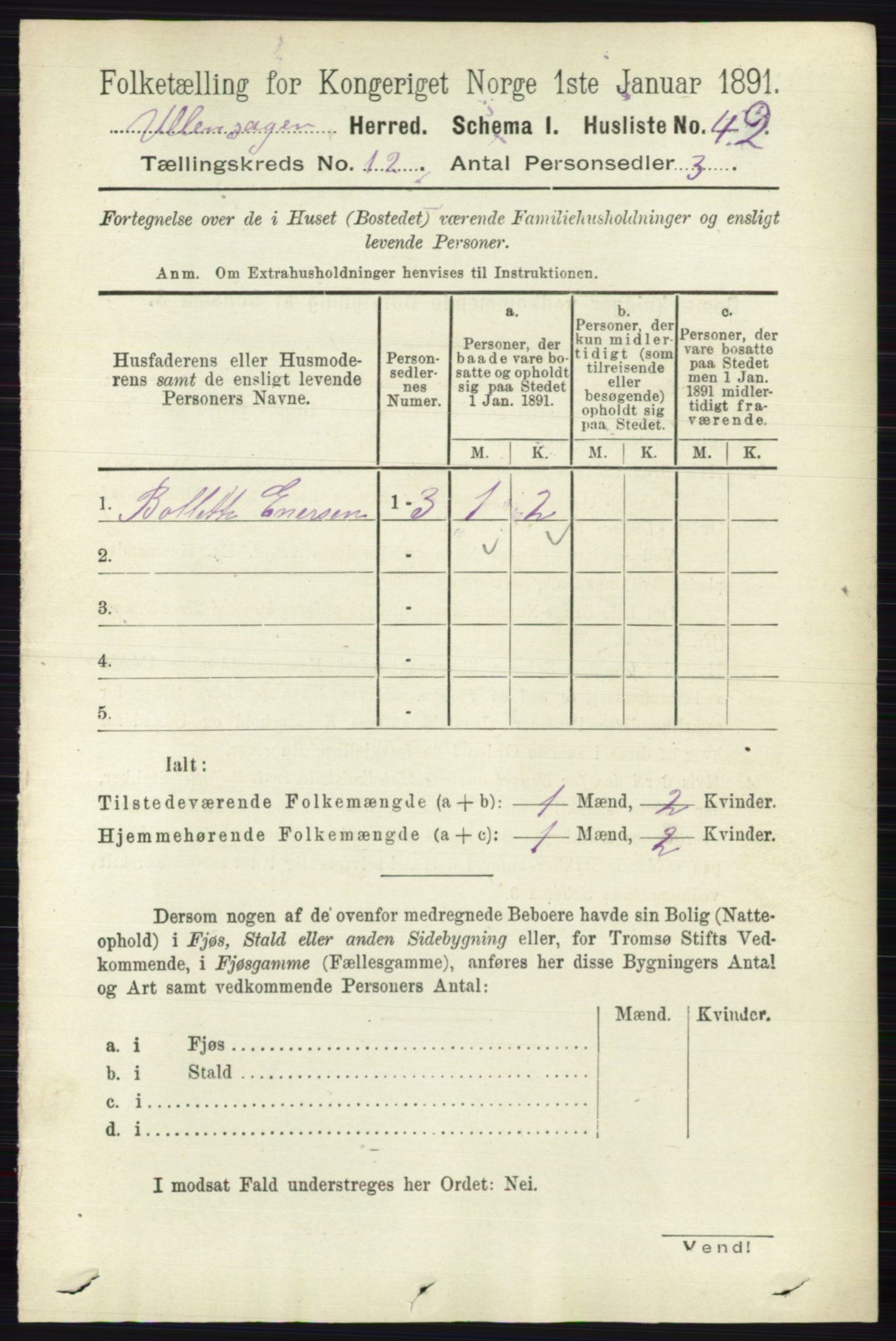 RA, 1891 census for 0235 Ullensaker, 1891, p. 5599