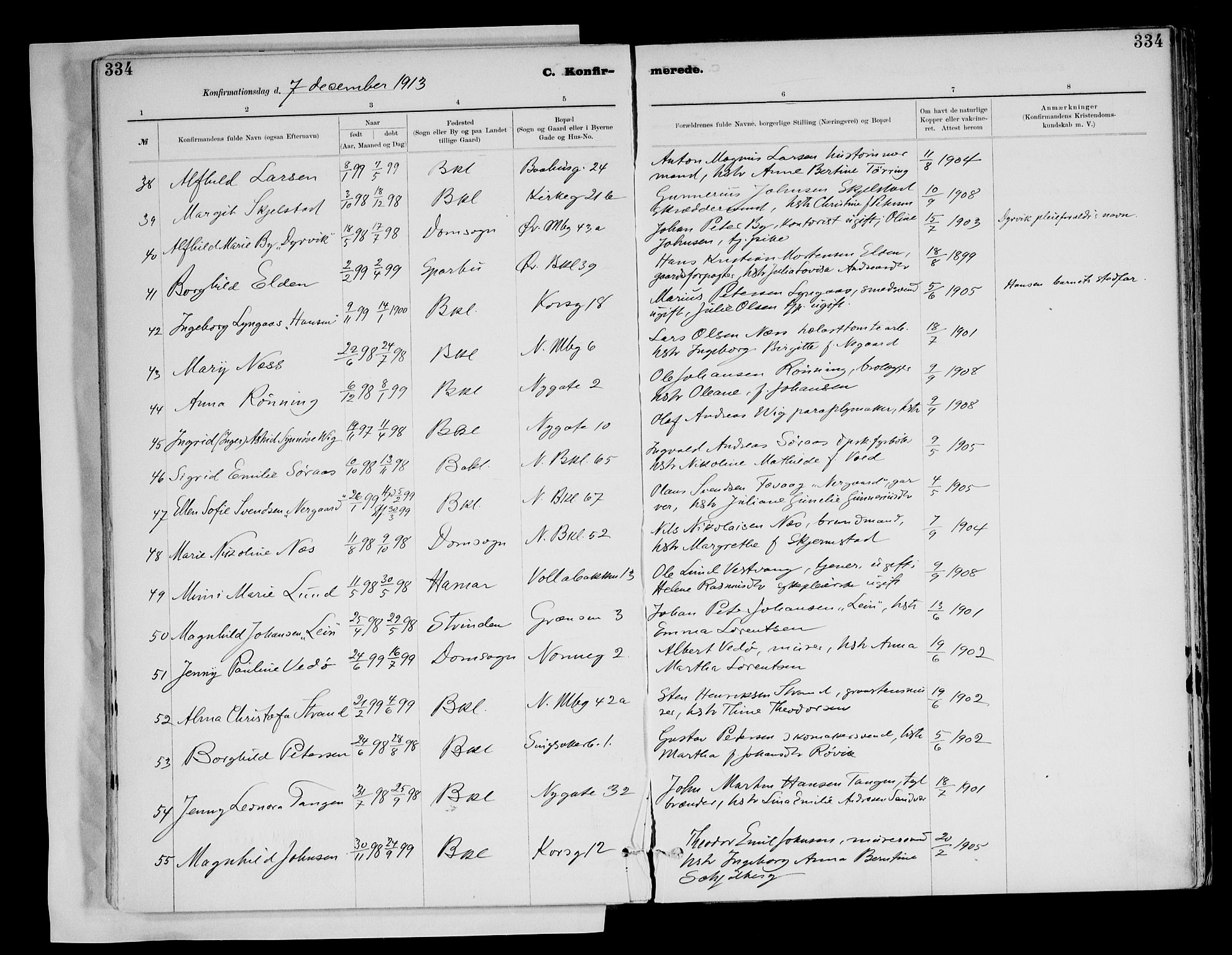 Ministerialprotokoller, klokkerbøker og fødselsregistre - Sør-Trøndelag, AV/SAT-A-1456/604/L0203: Parish register (official) no. 604A23, 1908-1916, p. 334