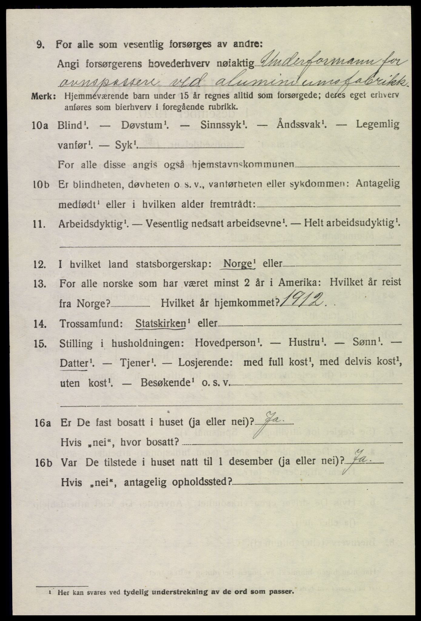 SAK, 1920 census for Vennesla, 1920, p. 2377