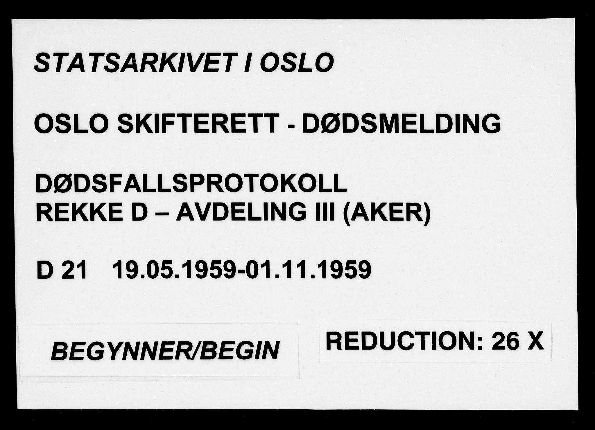 Oslo skifterett, AV/SAO-A-10383/G/Ga/Gad/L0021: Dødsfallsprotokoll - avd. III, 1959