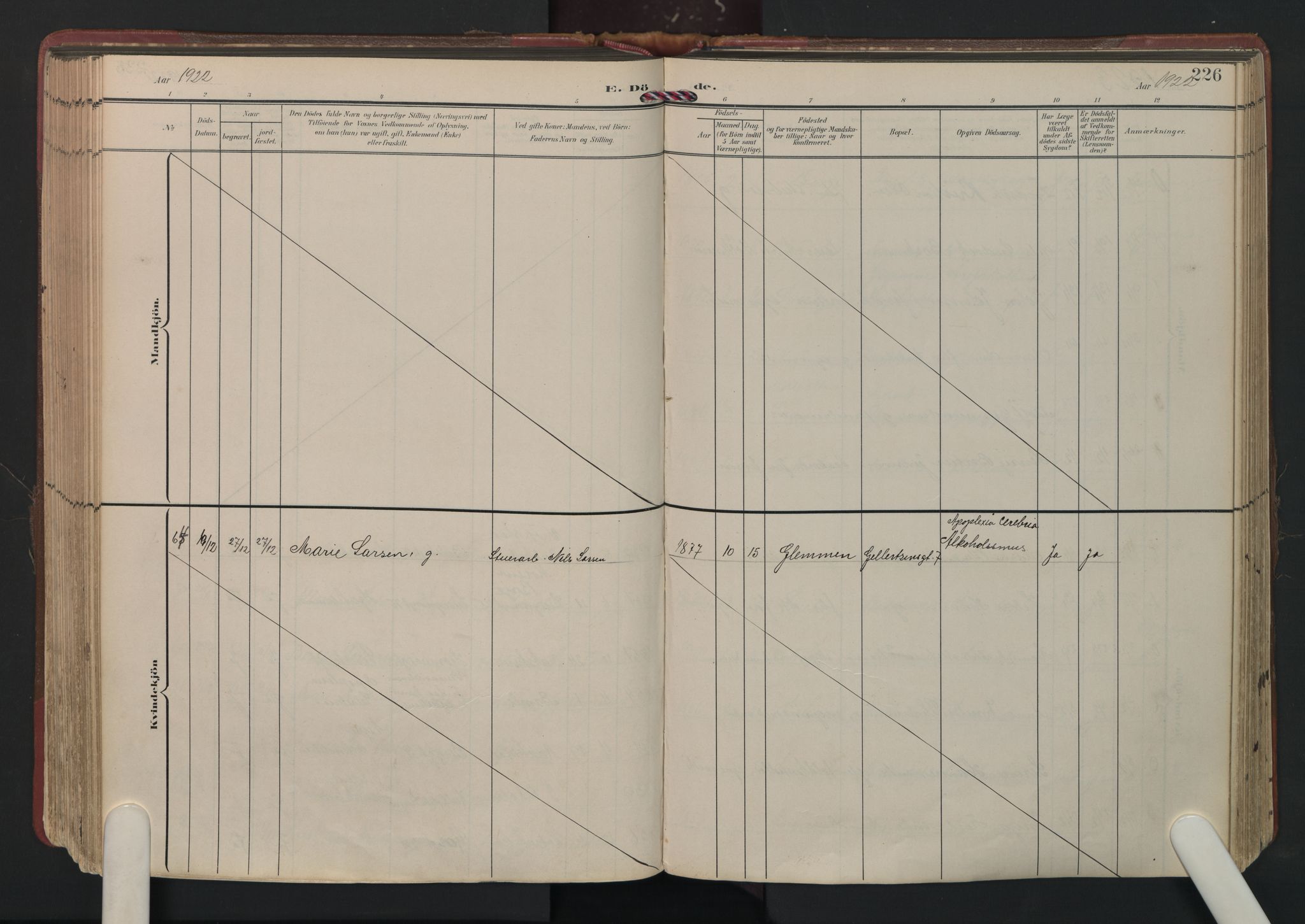 Fredrikstad domkirkes prestekontor Kirkebøker, AV/SAO-A-10906/F/Fa/L0008: Parish register (official) no. I 8, 1902-1936, p. 226